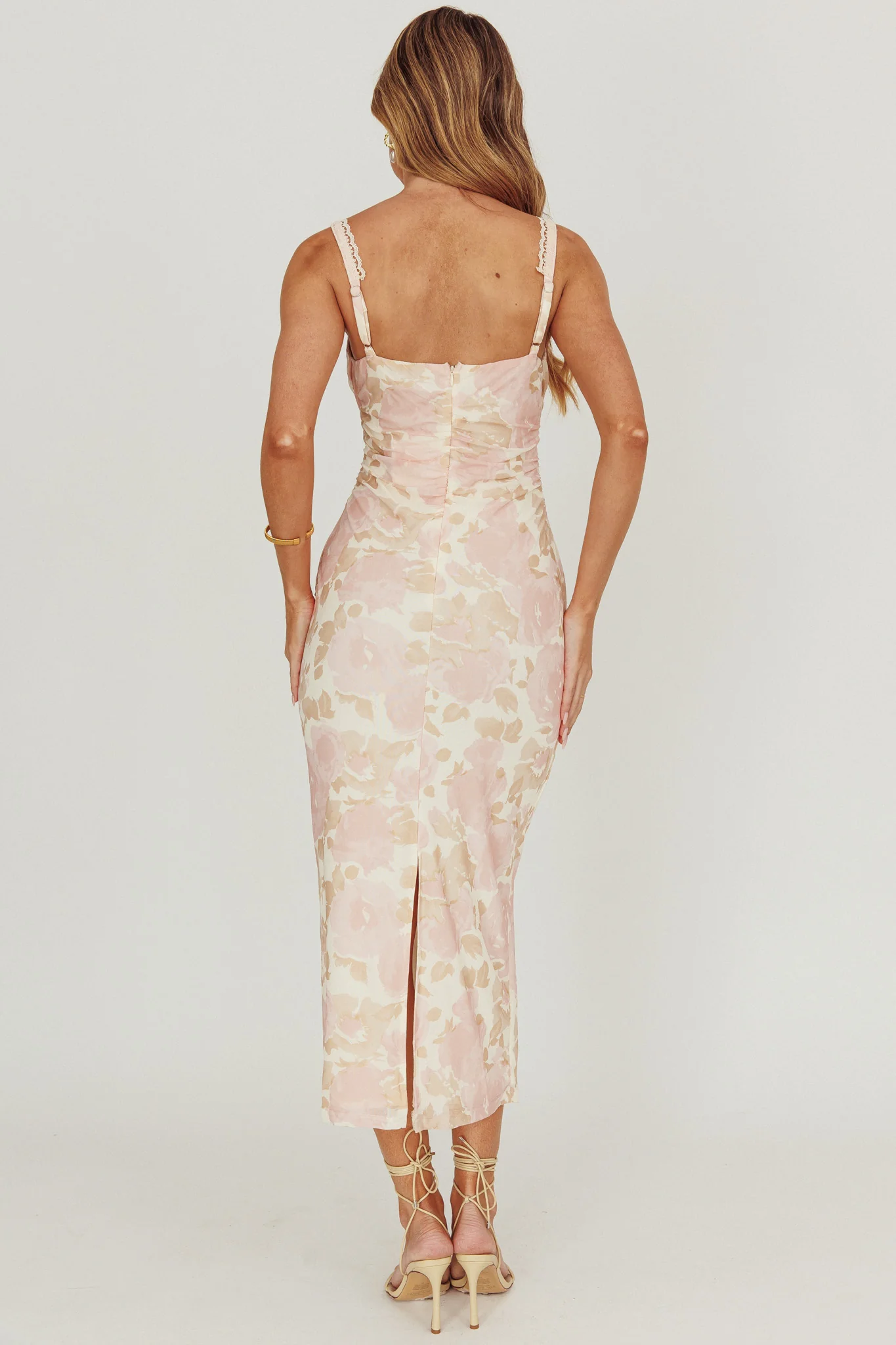 Persia Bodycon Midi Dress Pink Multi - Seraphlike