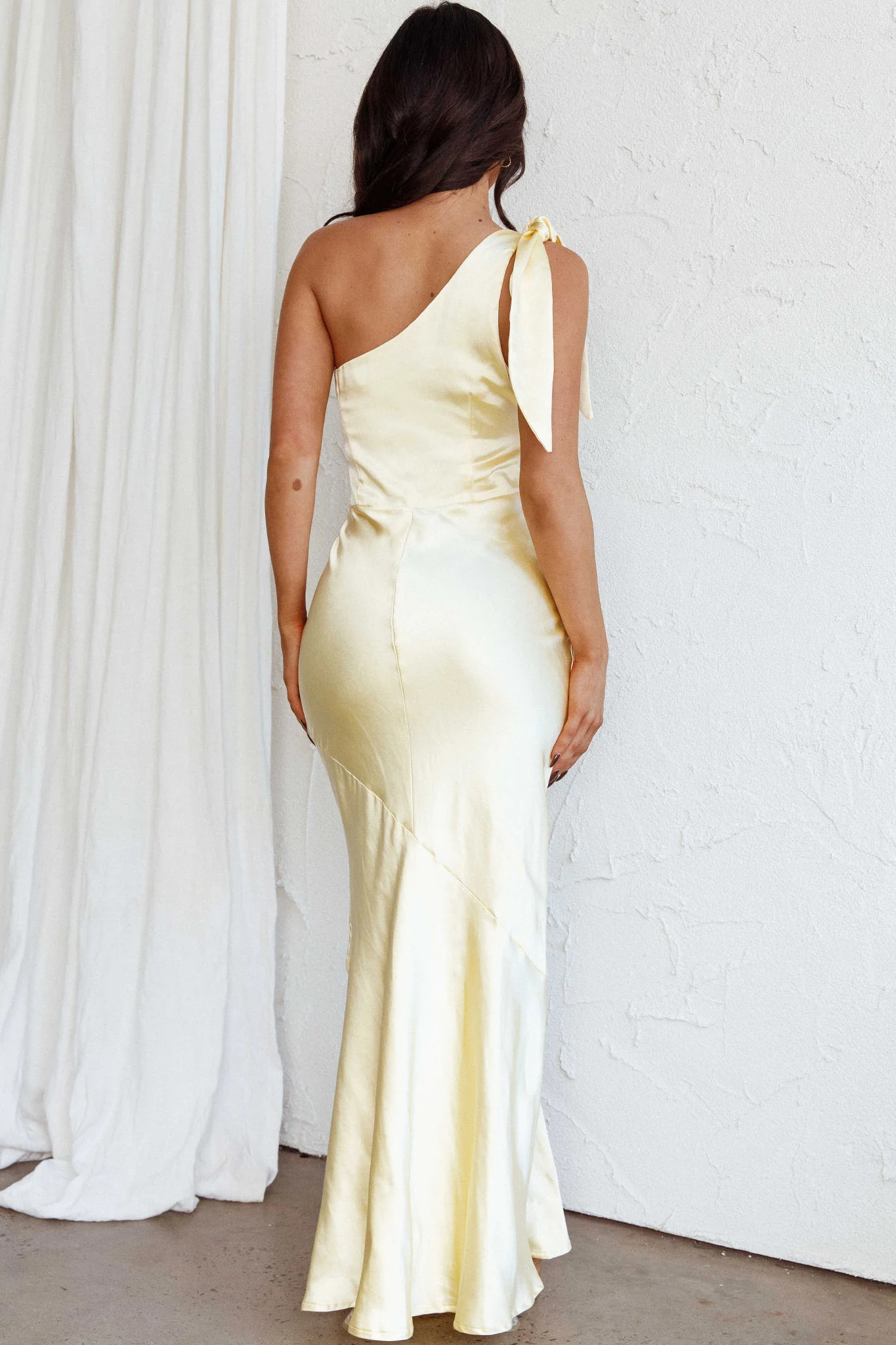 Eleanora One-Shoulder Satin Dress Butter - Seraphlike