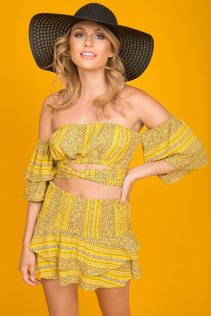 Emory Floral Print Top Yellow - Seraphlike