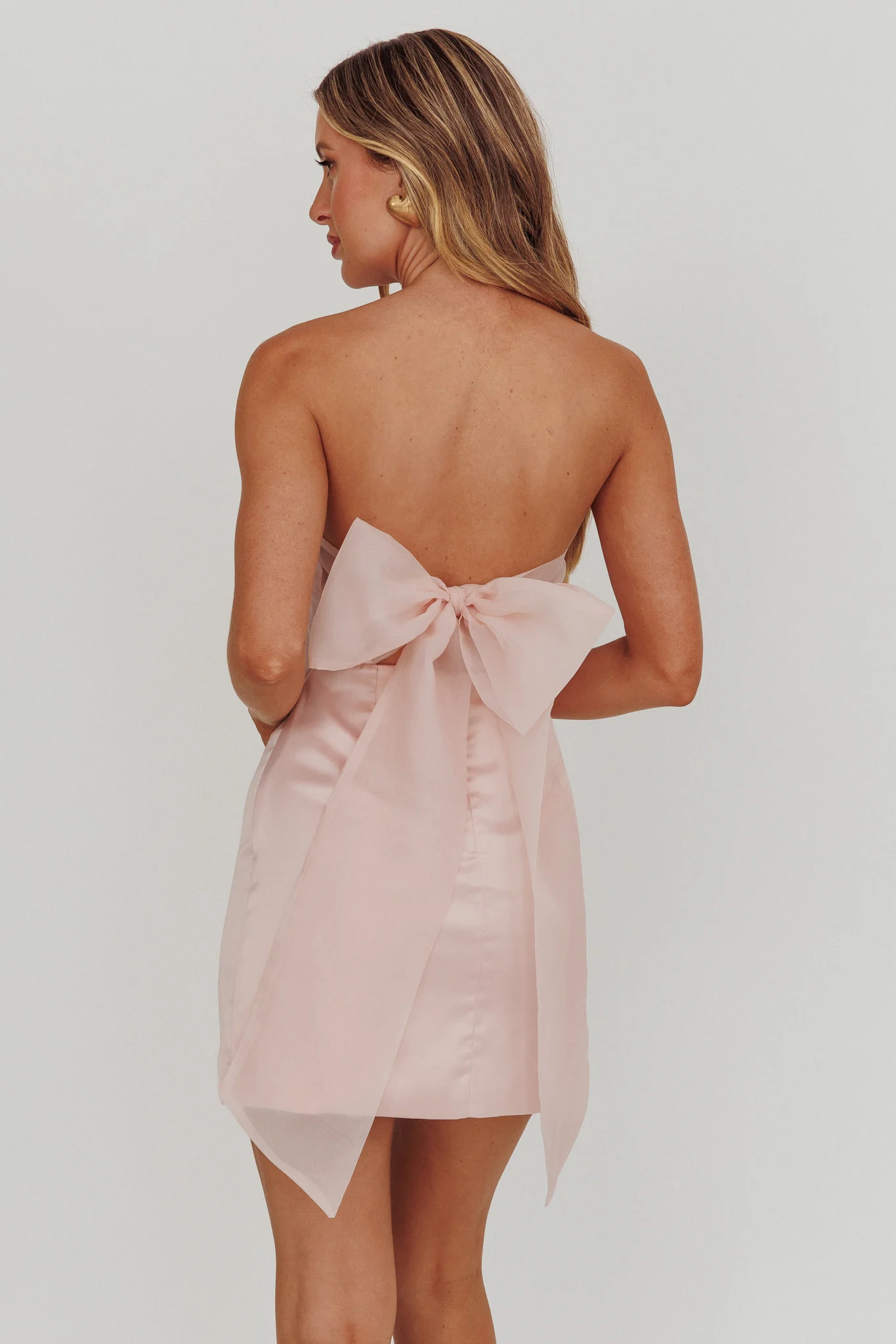 Always And Forever Back Bow Mini Dress Blush - Seraphlike