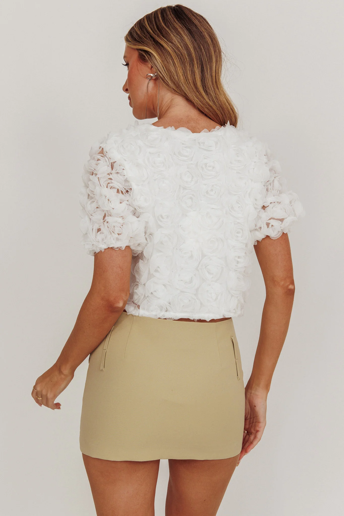 Chiron Front Tie Rosette Top Off White - Seraphlike