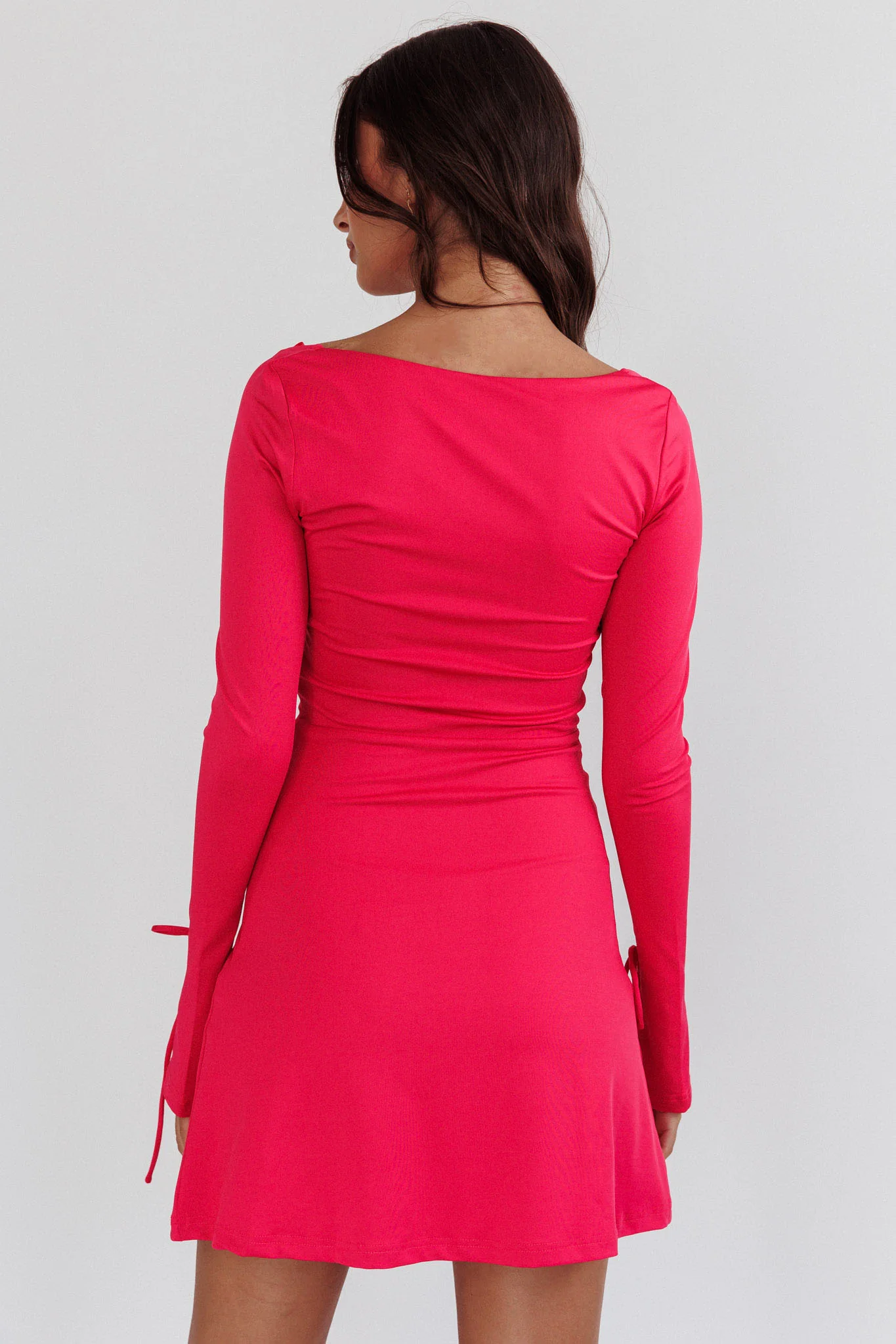 Safe Keeping Long Sleeve Mini Dress Hot Pink - Seraphlike