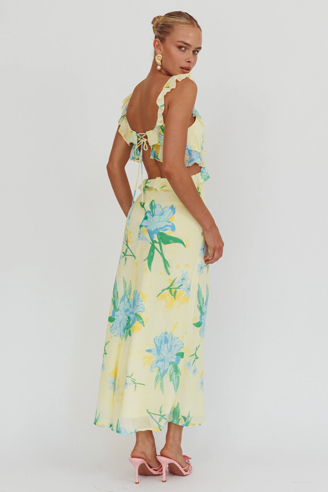 Second Chances Ruffle Trim Maxi Dress Lily Blue - Seraphlike