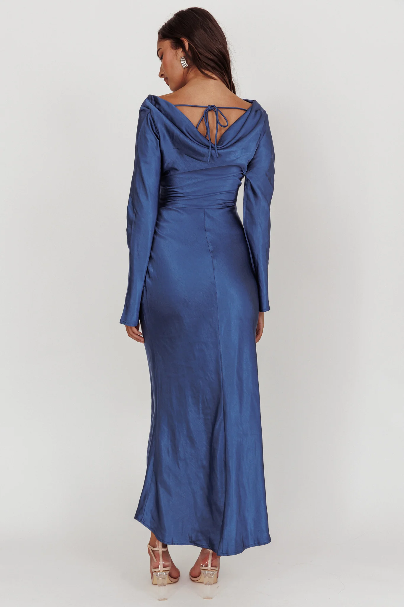 Loveland Cowl Back Midi Dress Navy - Seraphlike