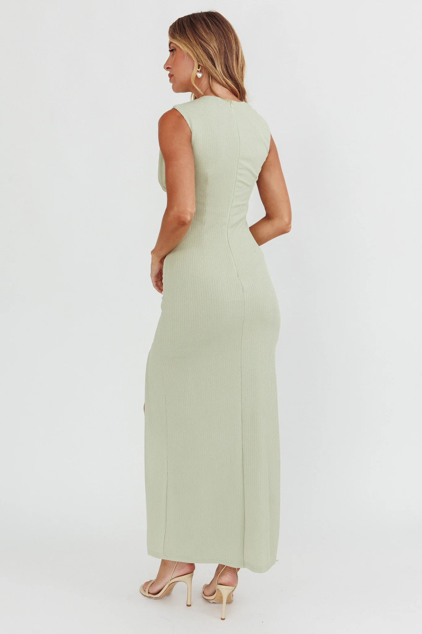 Daleela Asymmetric Neckline Maxi Dress Sage - Seraphlike