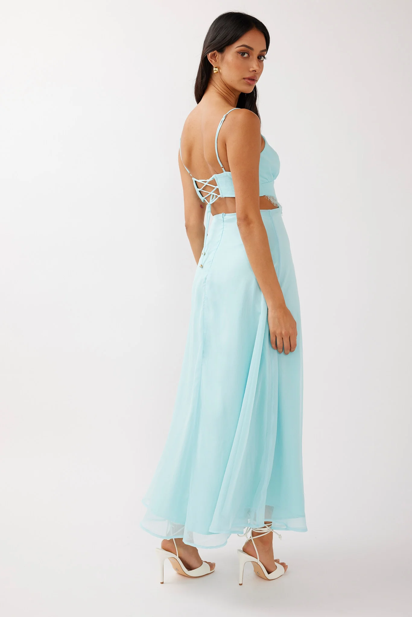 More Love Lace Trim Cut-Out Midi Dress Mint - Seraphlike