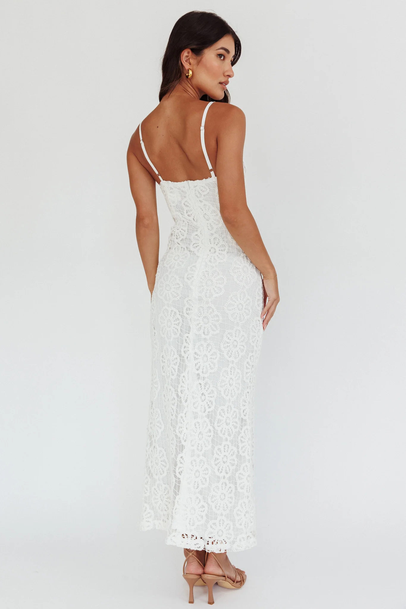 Spark Joy Floral Crochet Overlay Maxi Dress White - Seraphlike