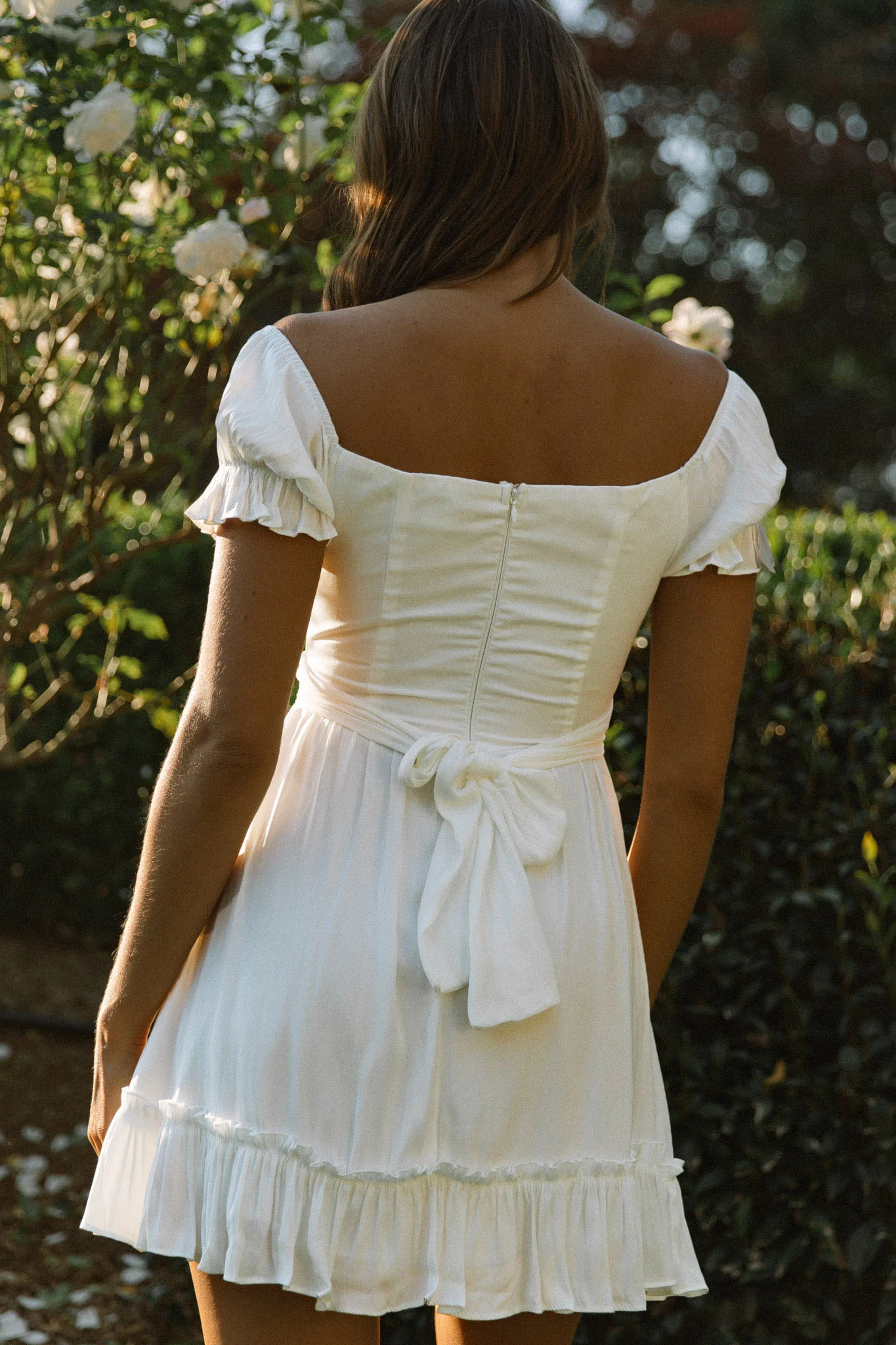 Linka Off-Shoulder Tie Back Dress White - Seraphlike