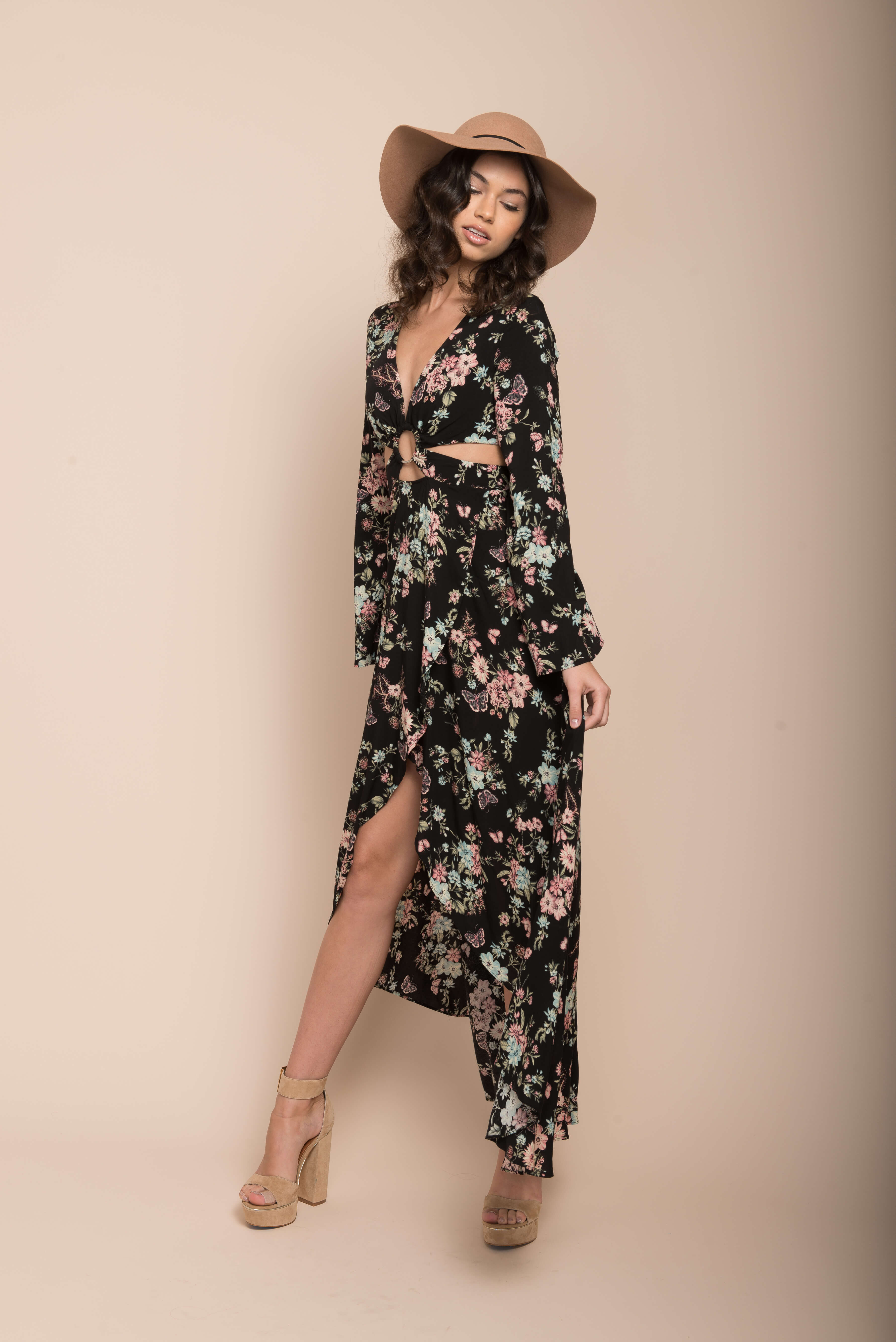 Havana High Slit Maxi Dress Black - Seraphlike