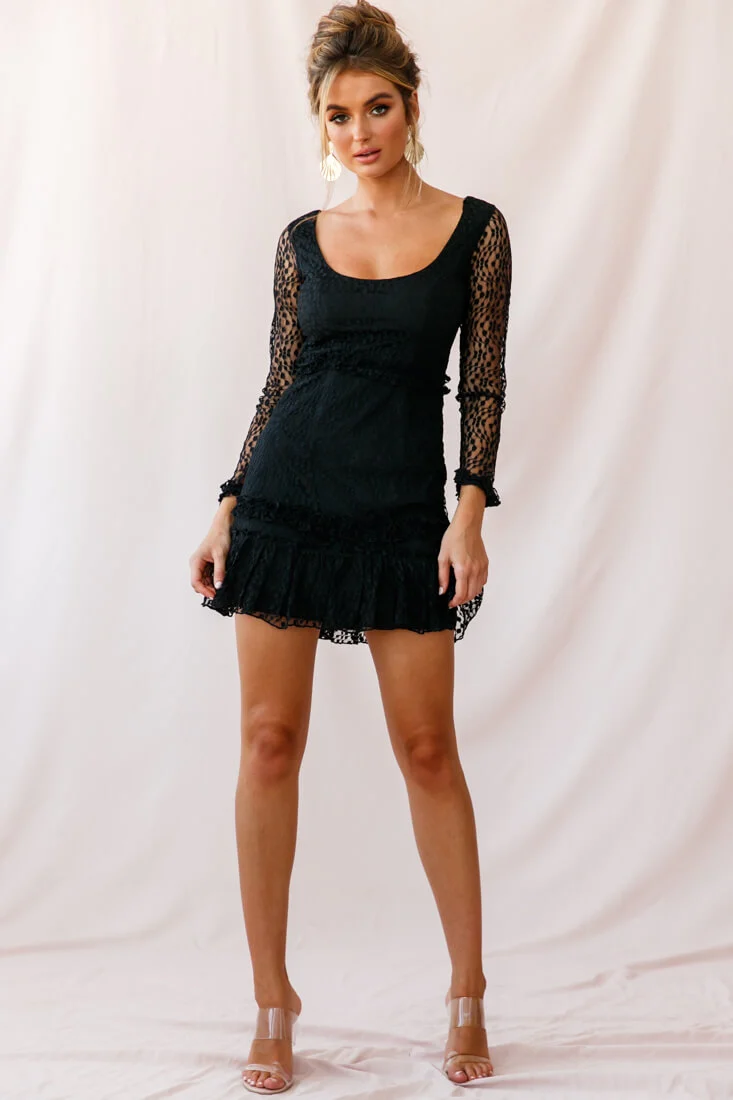 Birkin Long Sleeve Sheath Dress Black - Seraphlike