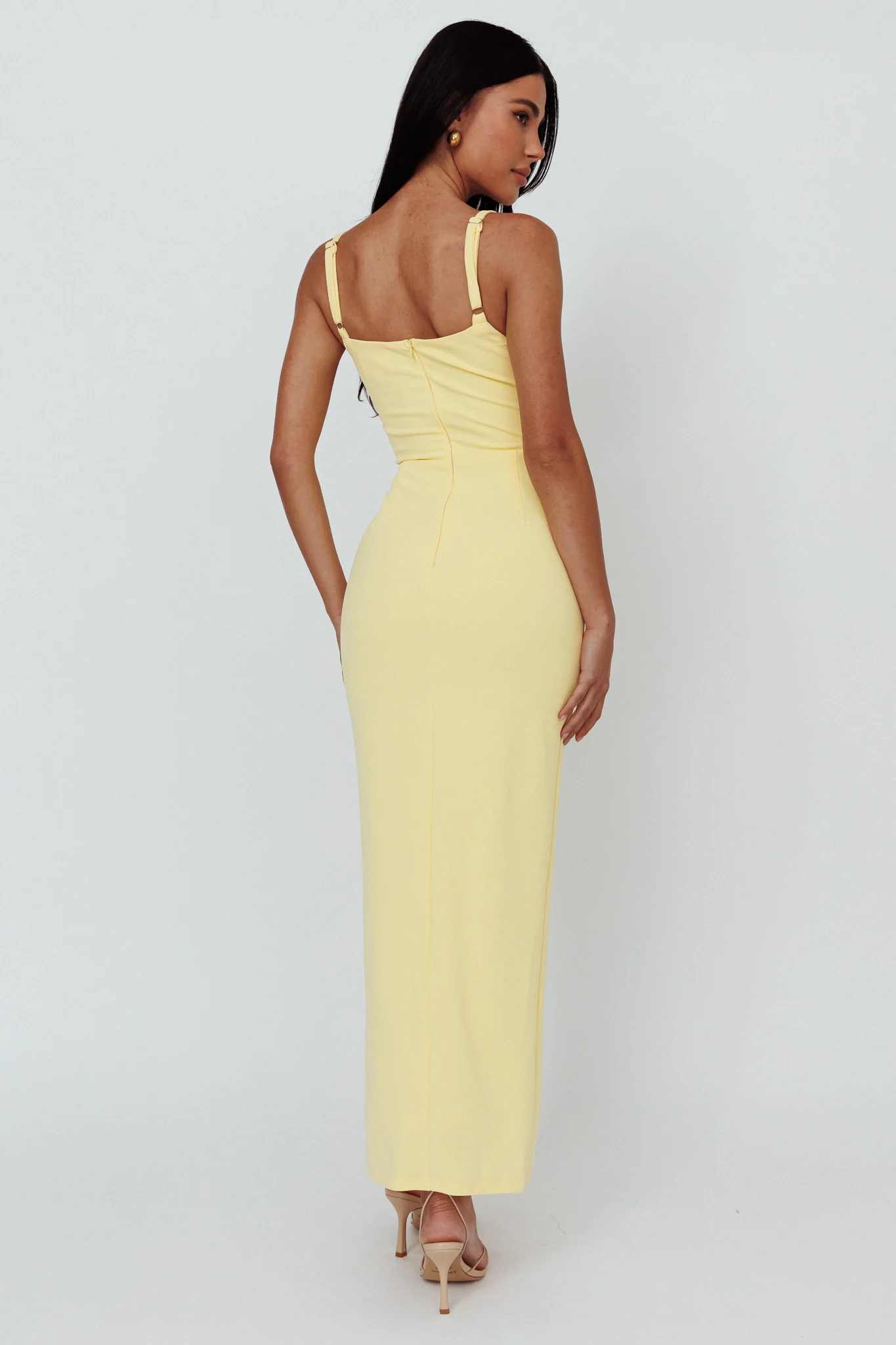 Love To Love Front Split Maxi Dress Lemon - Seraphlike