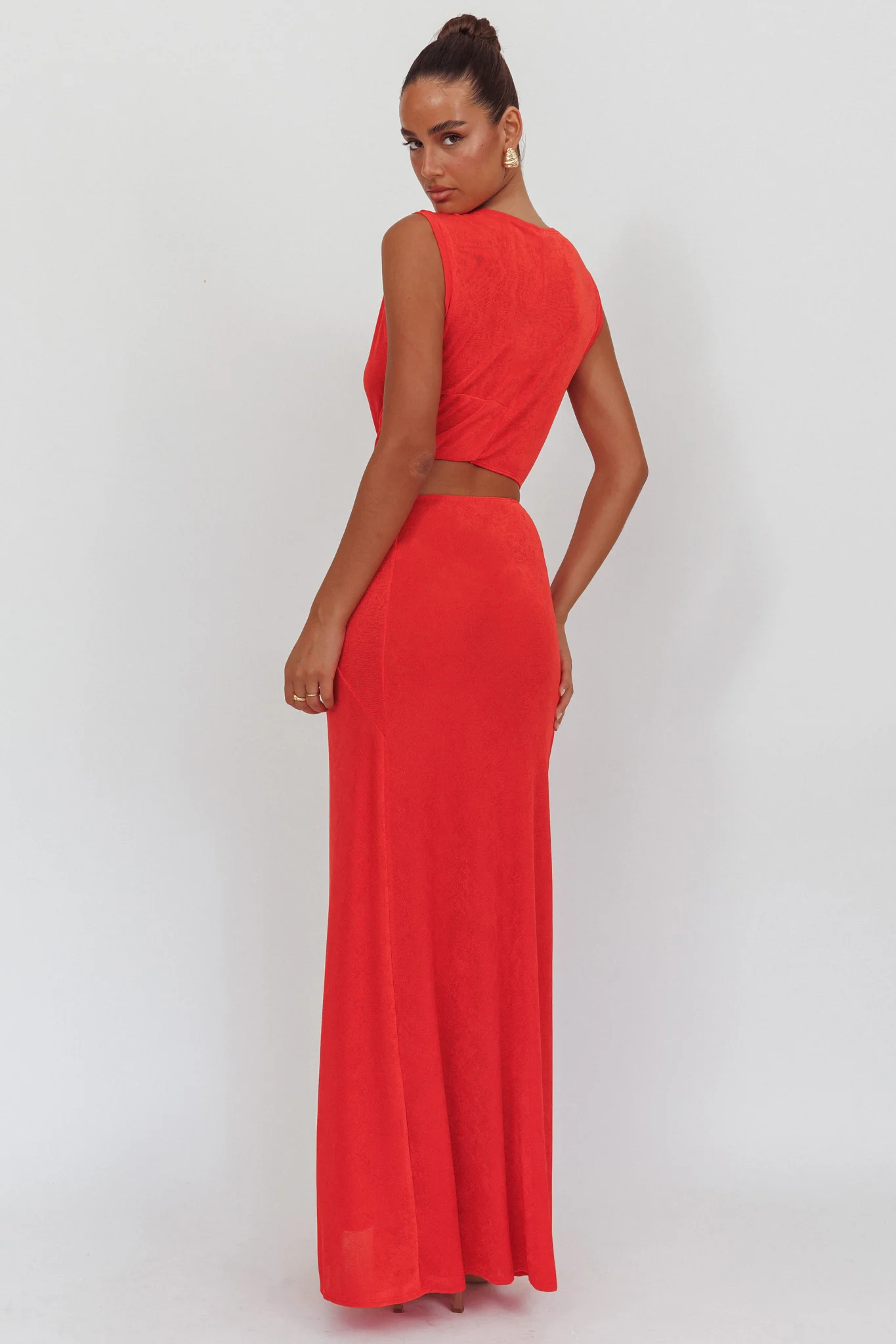 Mimosa Twist Waist Maxi Dress Coral - Seraphlike