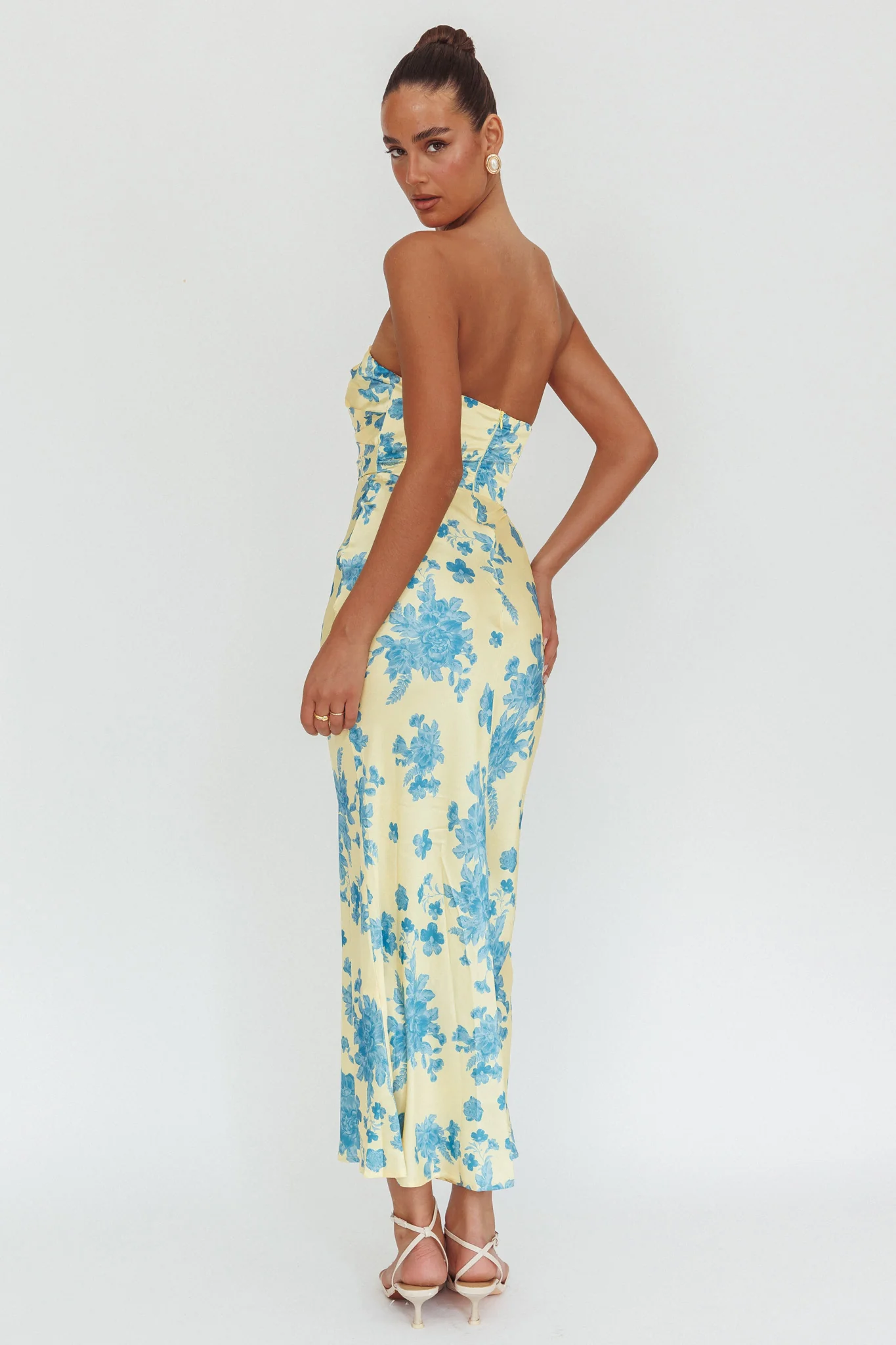 City Of Stars Strapless Maxi Dress Floral Yellow - Seraphlike