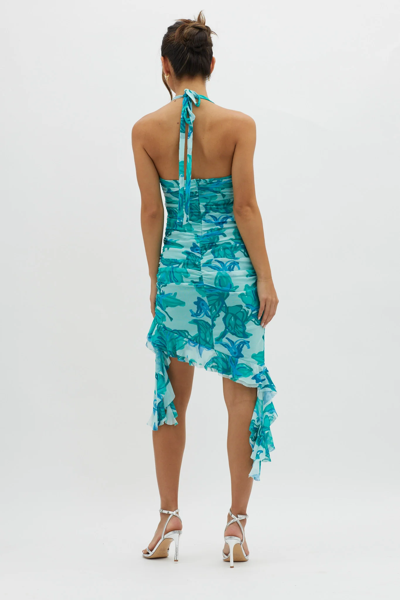 Get It Started Halterneck Ruffle Mini Dress Green - Seraphlike