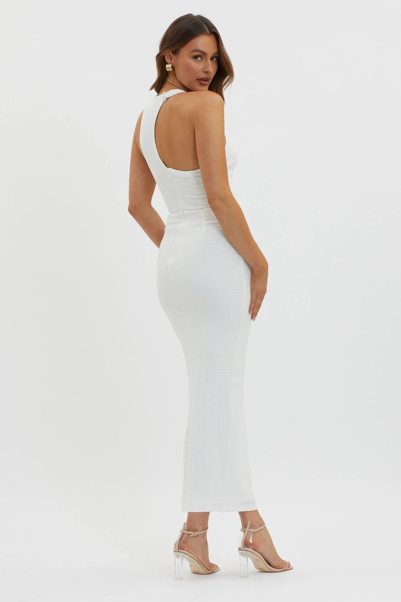 Seek And Find Asymmetric Neckline Dress White - Seraphlike