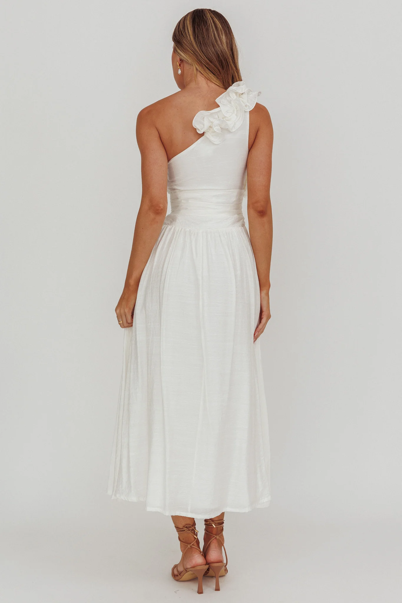 Antheia One-Shoulder Maxi Dress White - Seraphlike