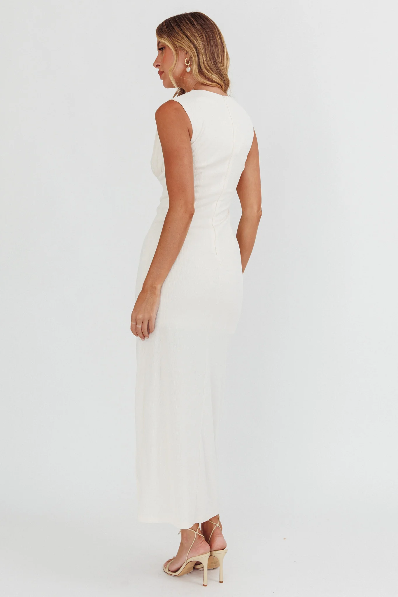 Daleela Asymmetric Neckline Maxi Dress Vanilla - Seraphlike