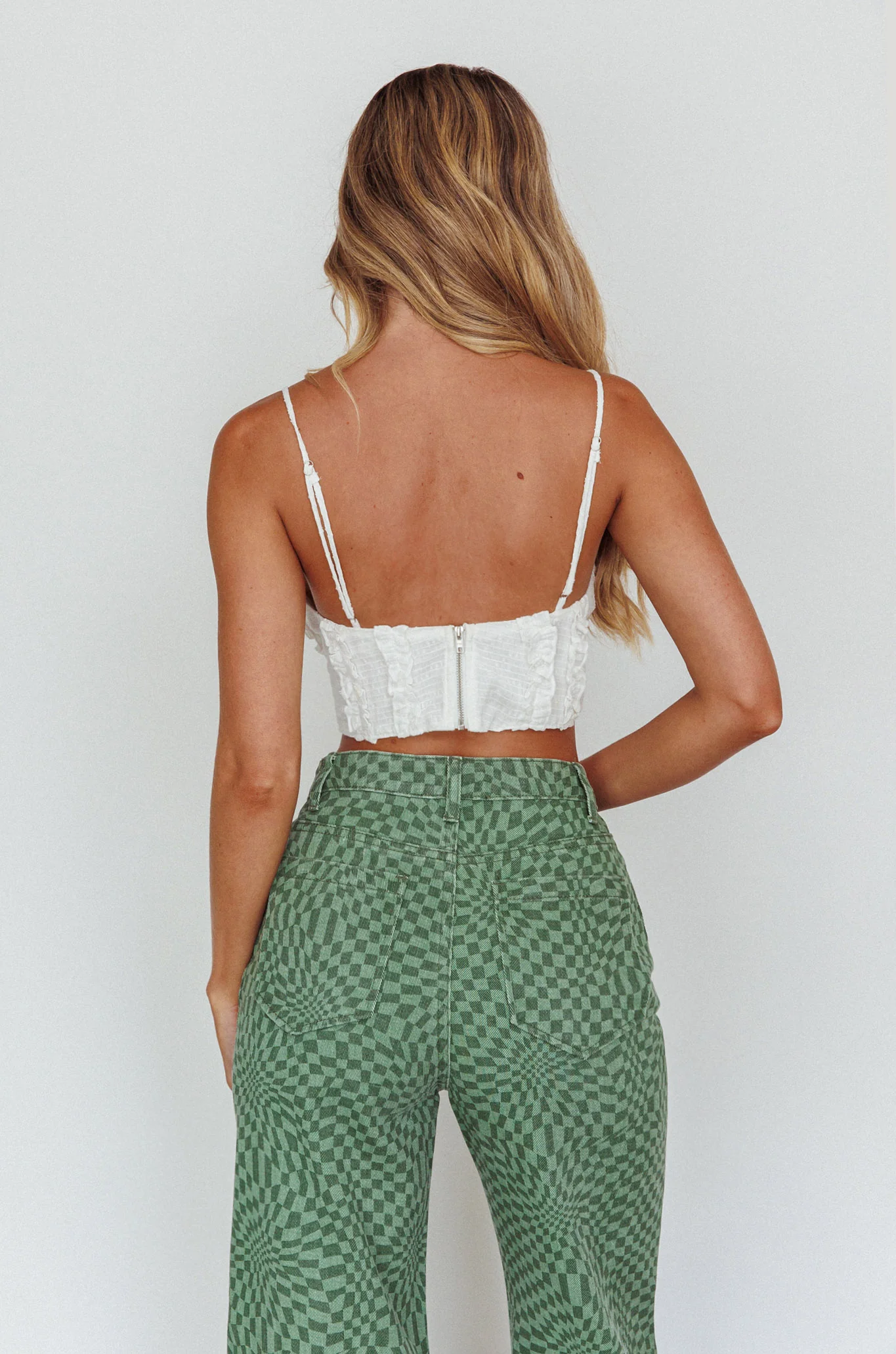 Penny Lane Frill Bust Crop Top White - Seraphlike