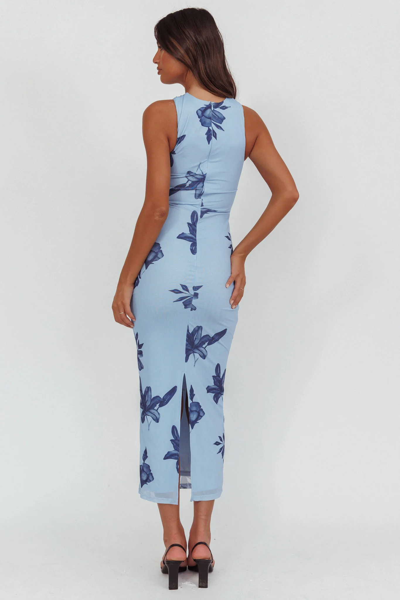 Maretha Gold Link Neckline Maxi Dress Lily Blue - Seraphlike