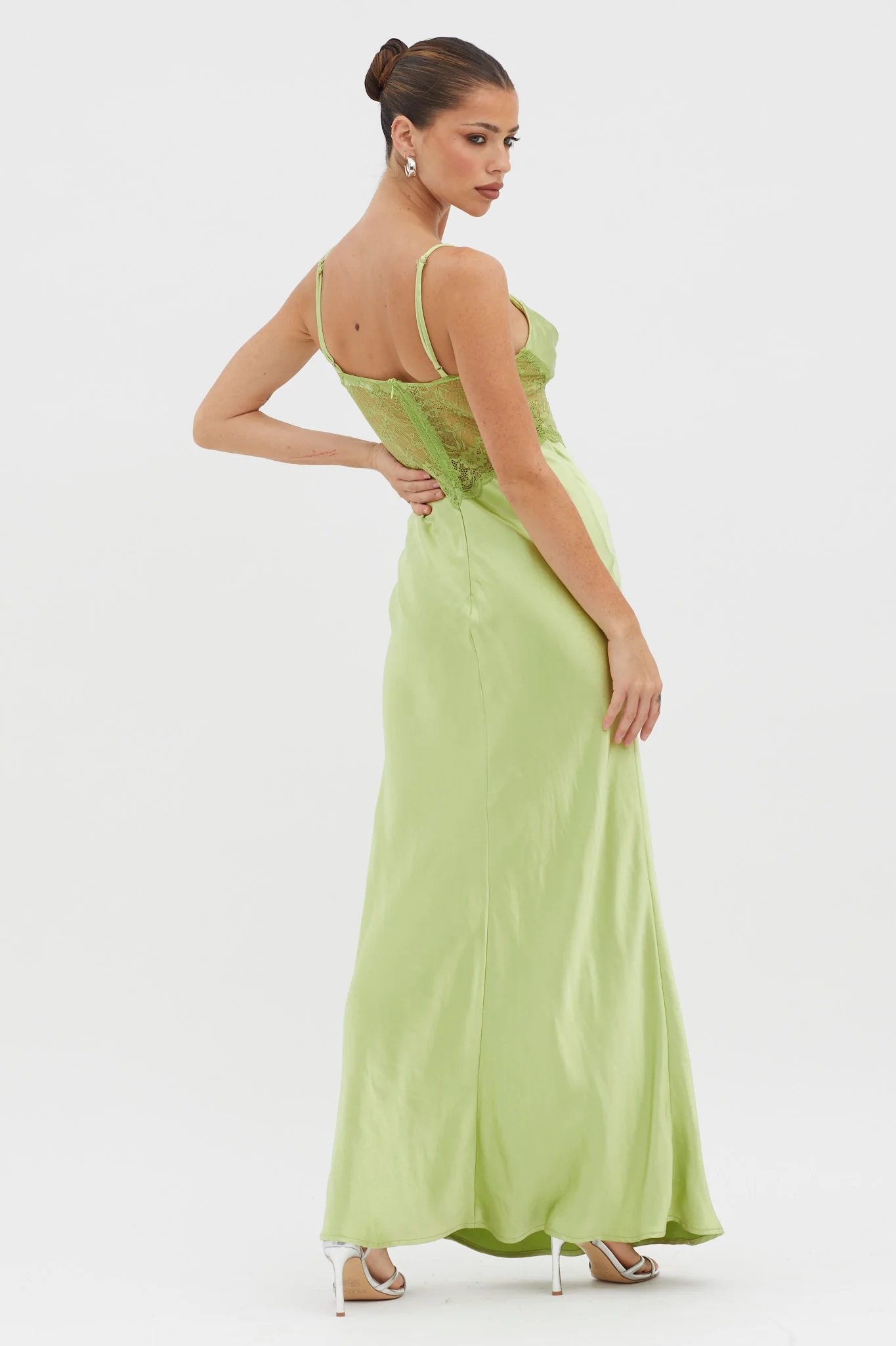 Kinzie Lace Waist Maxi Dress Apple - Seraphlike