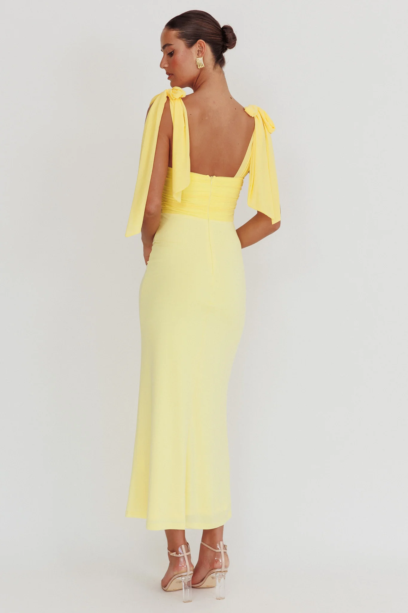 Starry Eyed Mesh Waist Maxi Dress Lemon - Seraphlike