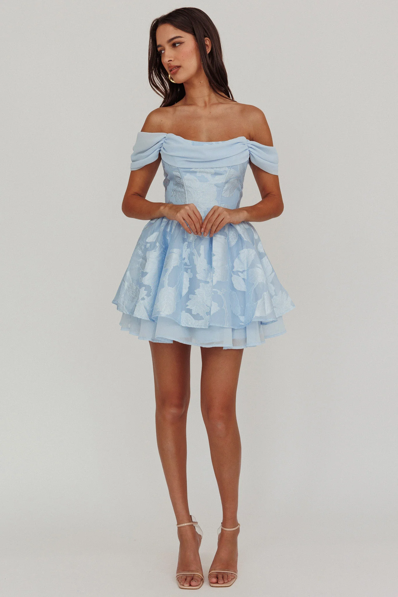 Lusting Off-Shoulder Mini Dress Blue - Seraphlike