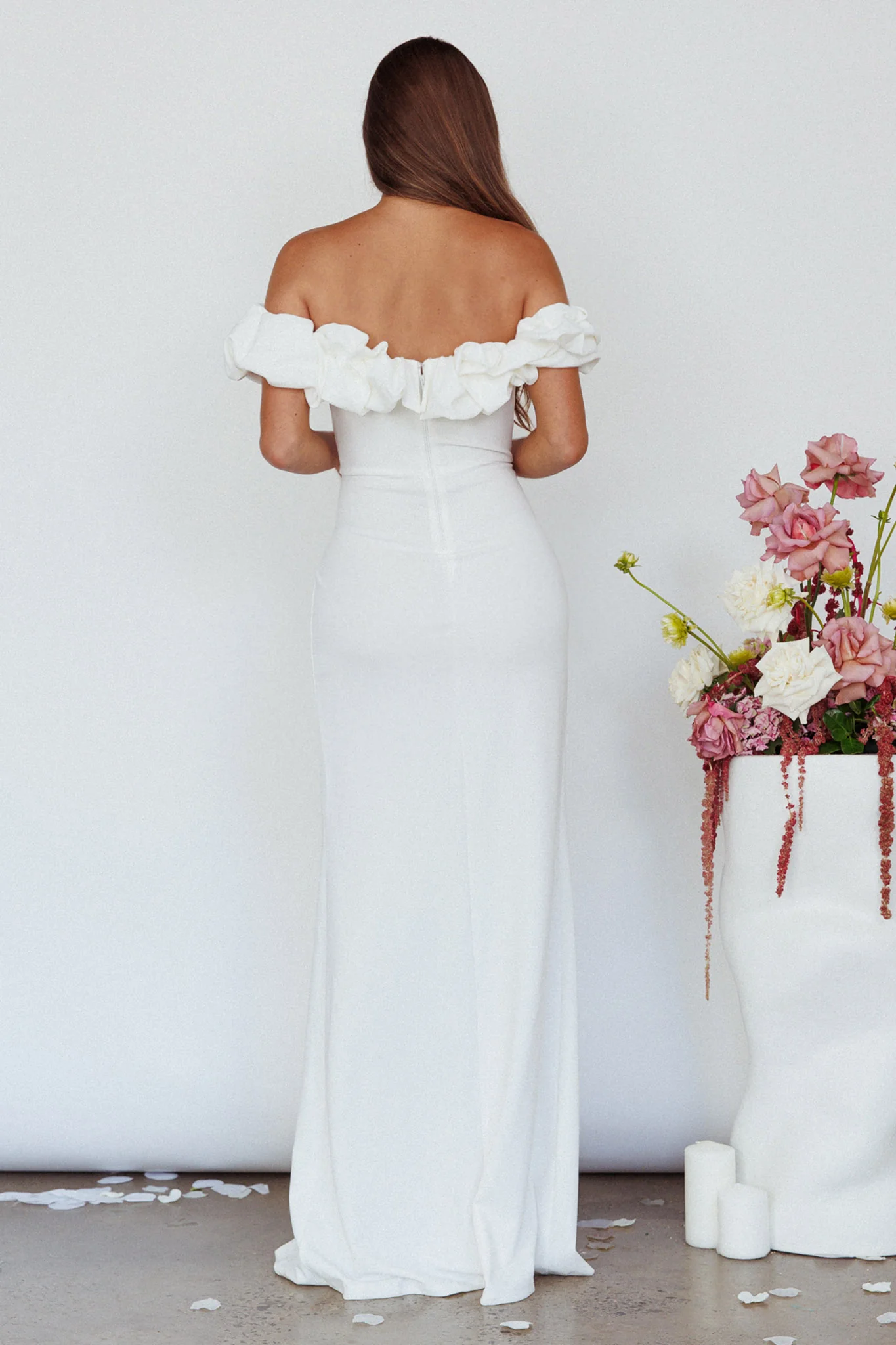 Gardena Off-Shoulder Maxi Dress Ivory - Seraphlike