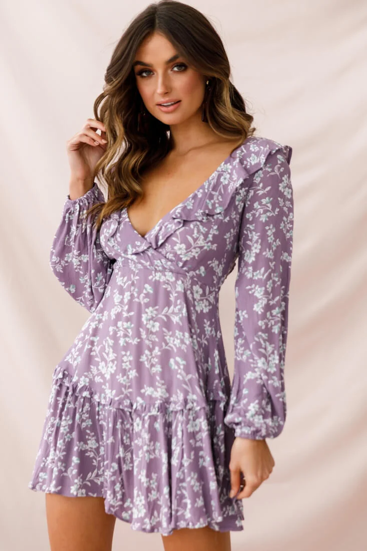 Brentwood Lace Up Babydoll Dress Lilac - Seraphlike