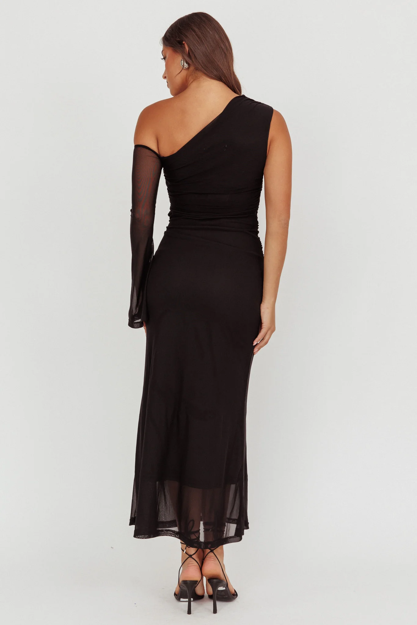 Prima One Shoulder Cut-Out Maxi Dress Black - Seraphlike