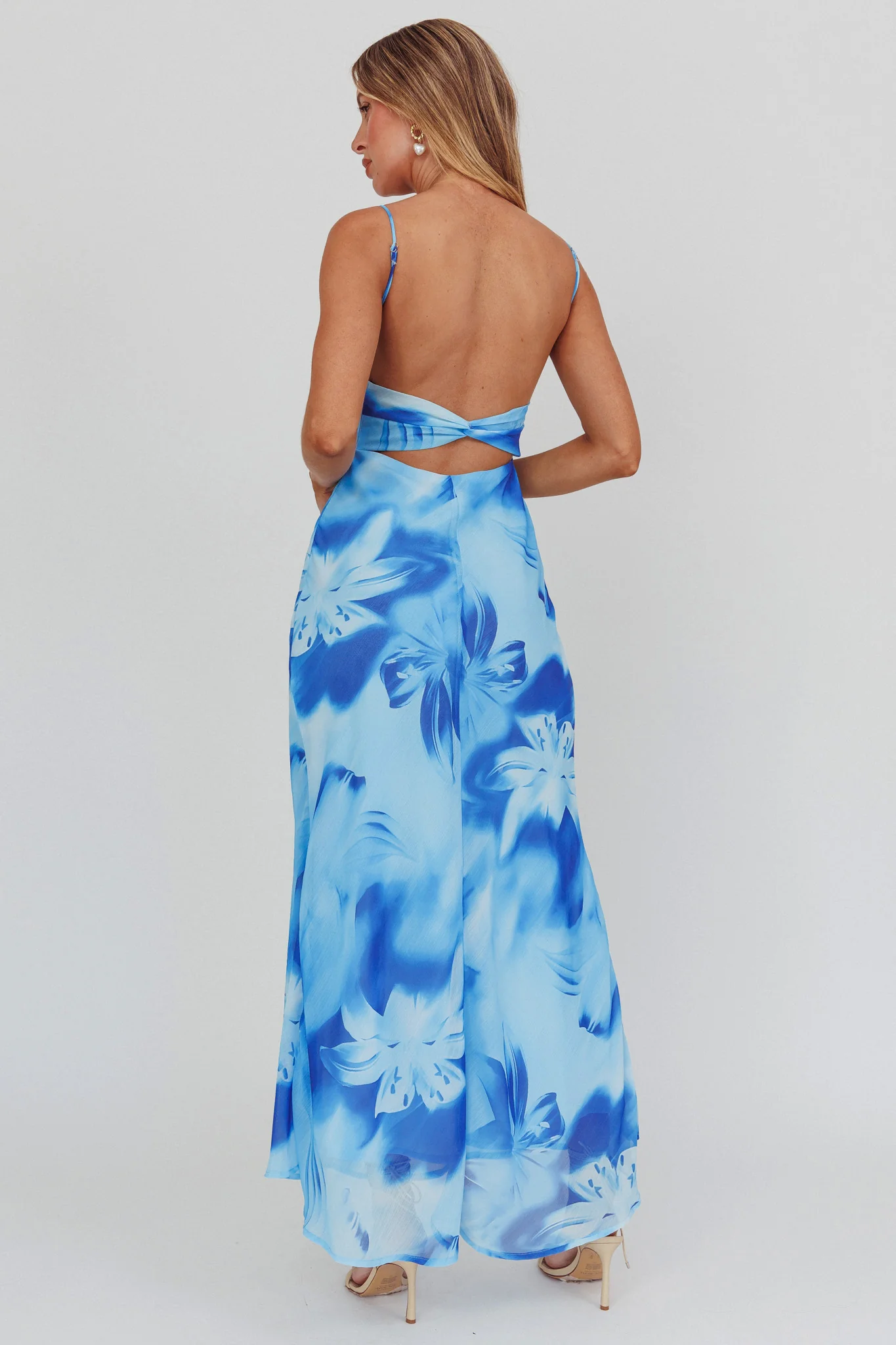 Nerida Low Back Twist Maxi Dress Lily Blue - Seraphlike