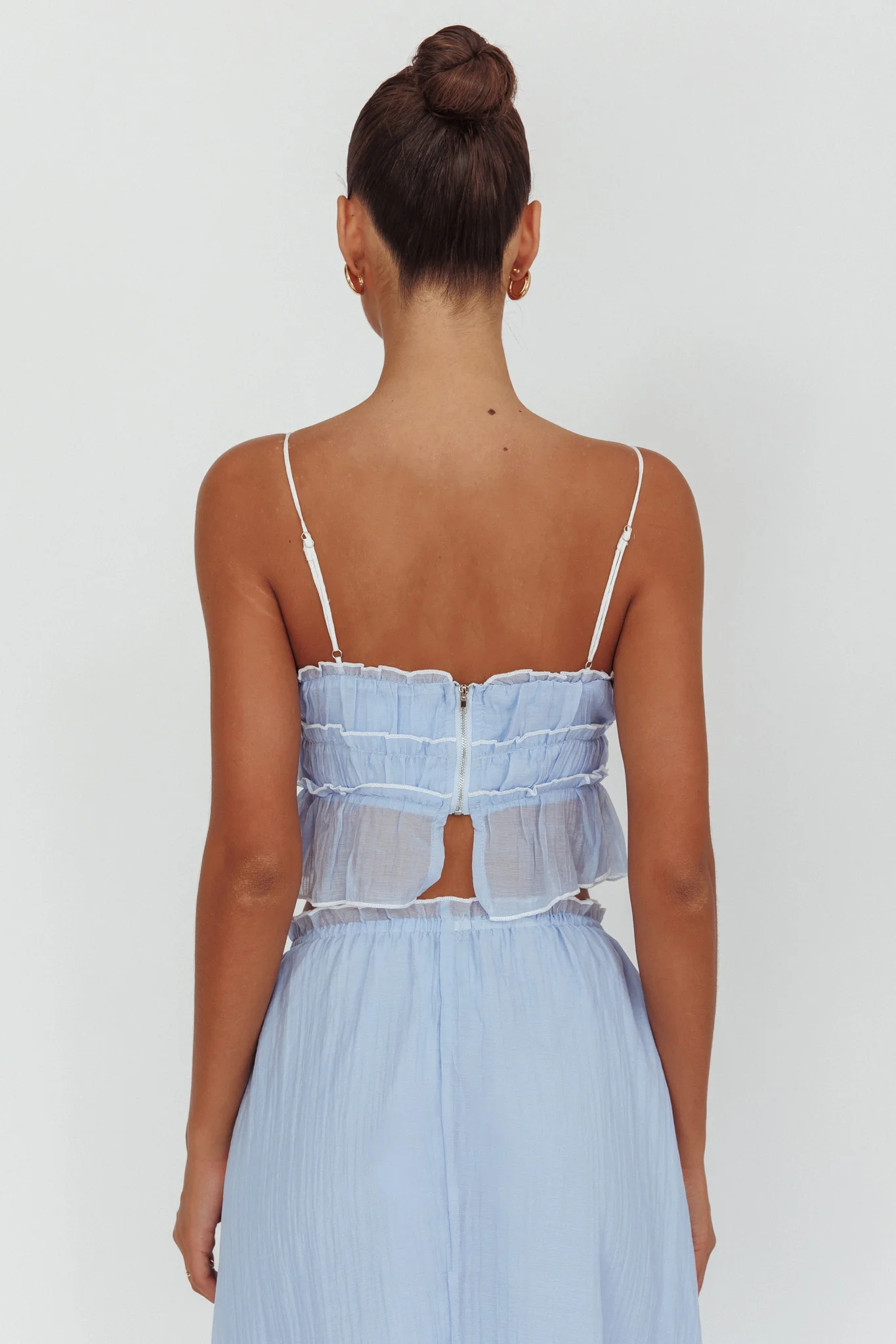 Maidens Tie Detail Overlock Top Cloud Blue - Seraphlike