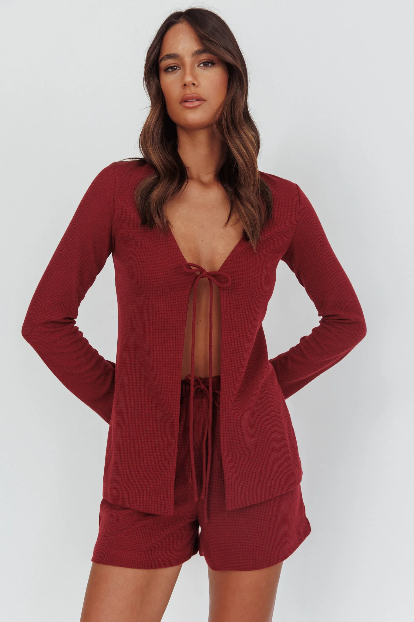 Ryder Drawstring Shorts Burgundy - Seraphlike