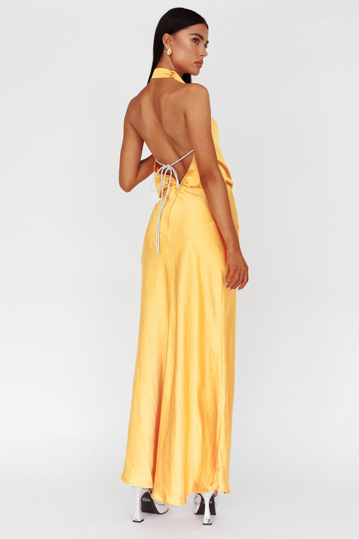 Amalfi Sunset Cowl Halterneck Maxi Dress Sun - Seraphlike