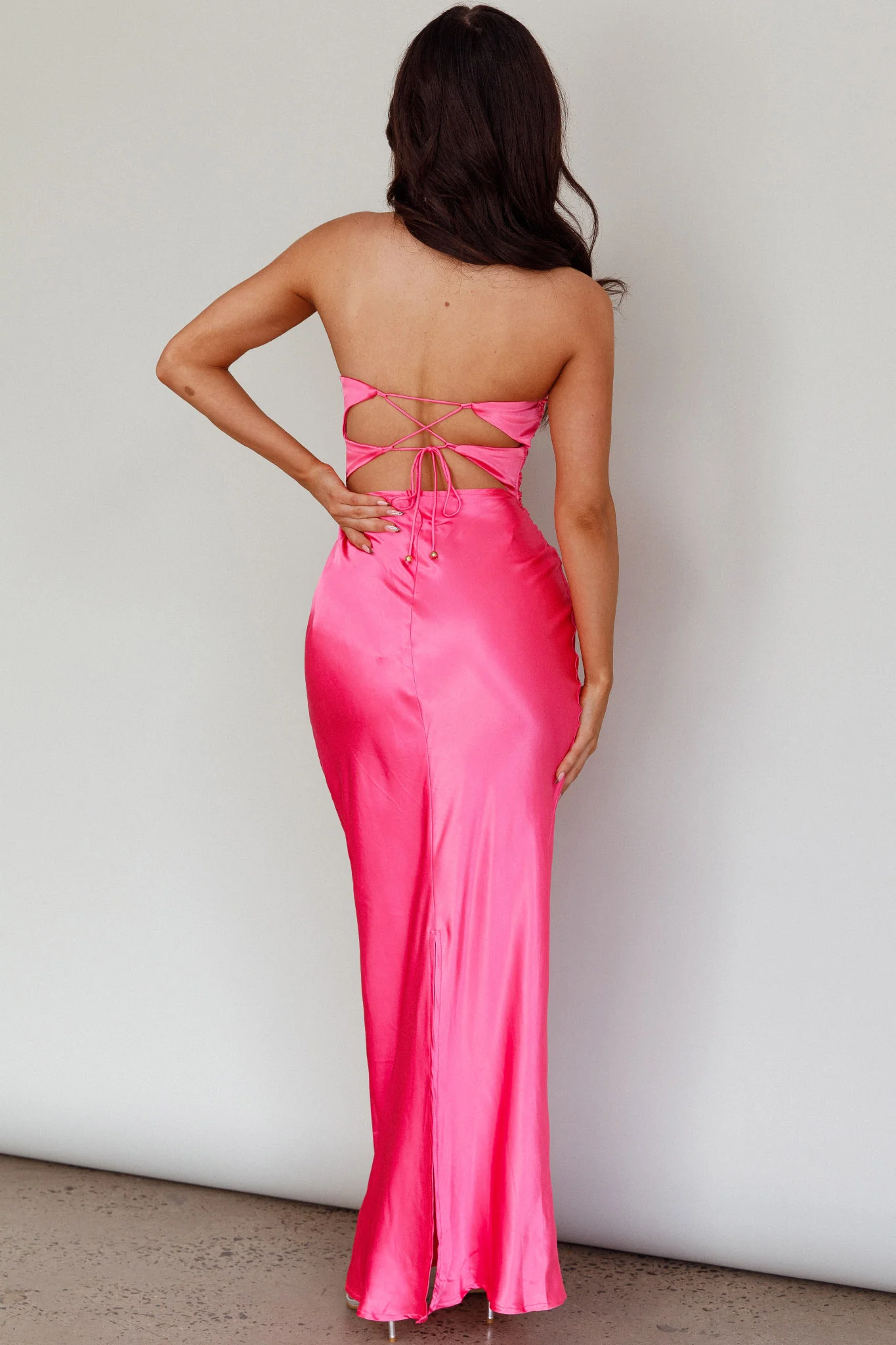 Good Impression Double Twist Midi Dress Hot Pink - Seraphlike