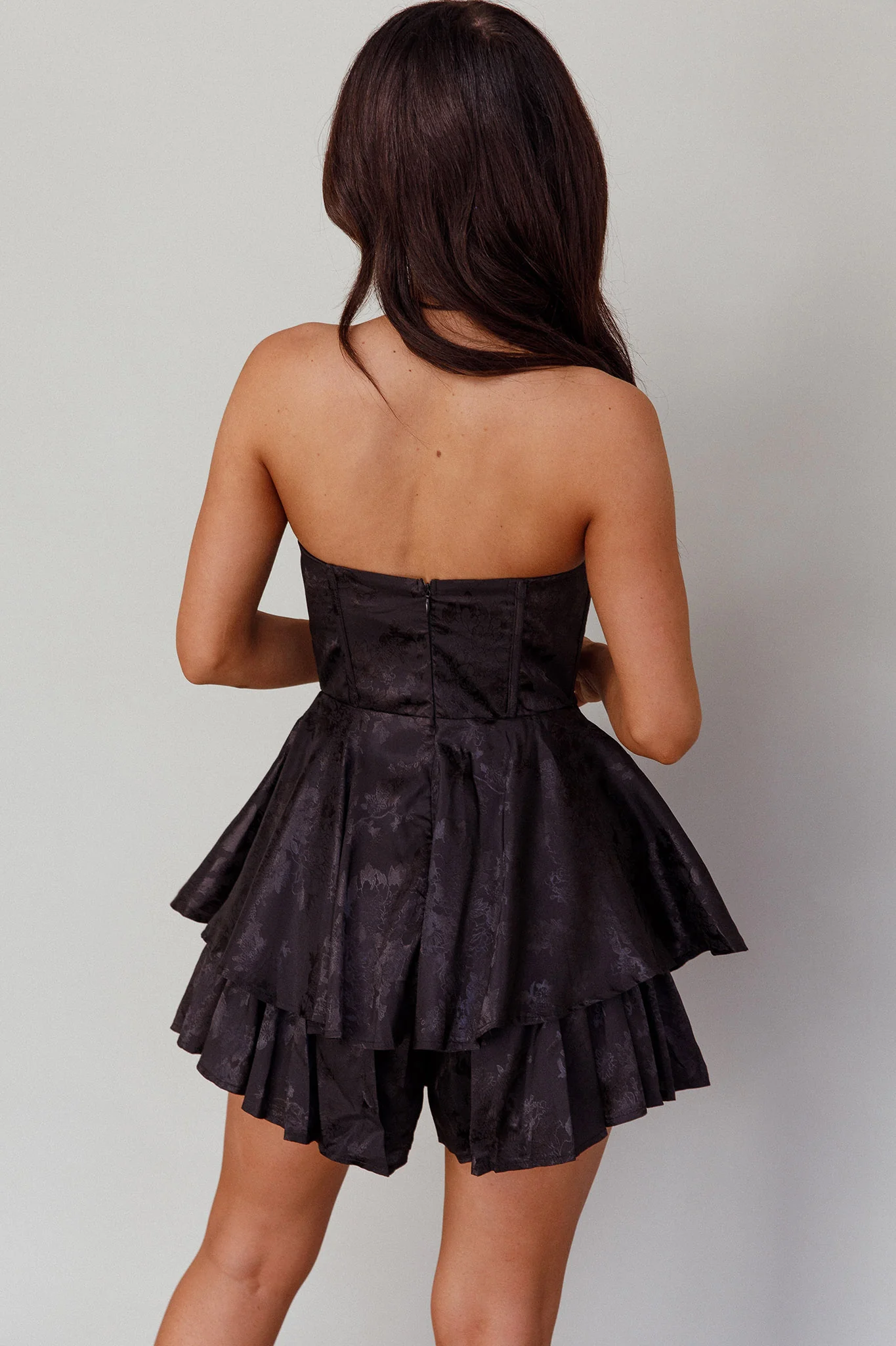 Paris Muse Gathered Bust Romper Black - Seraphlike