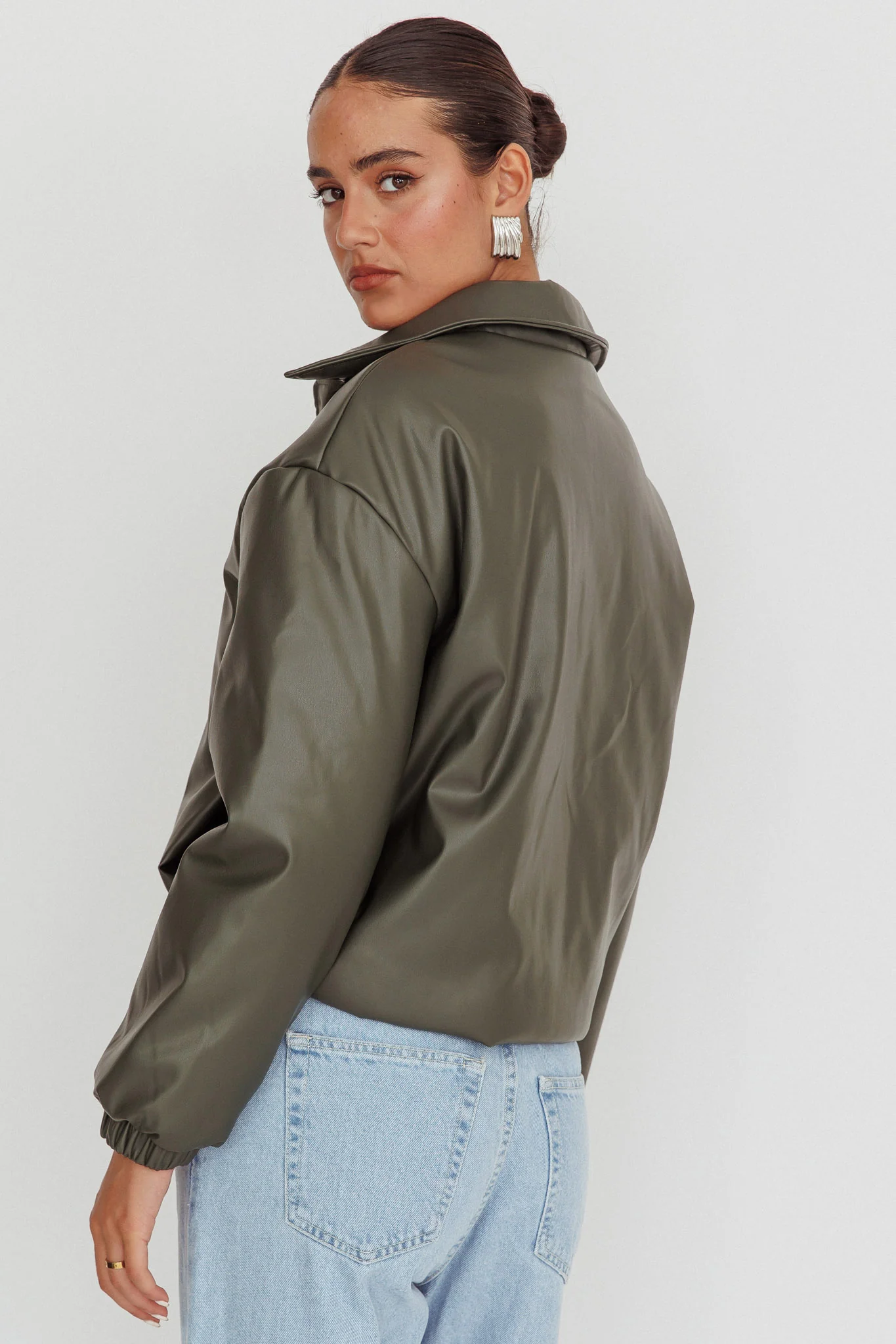 Faroe Drawstring Waist Puff Jacket Green - Seraphlike