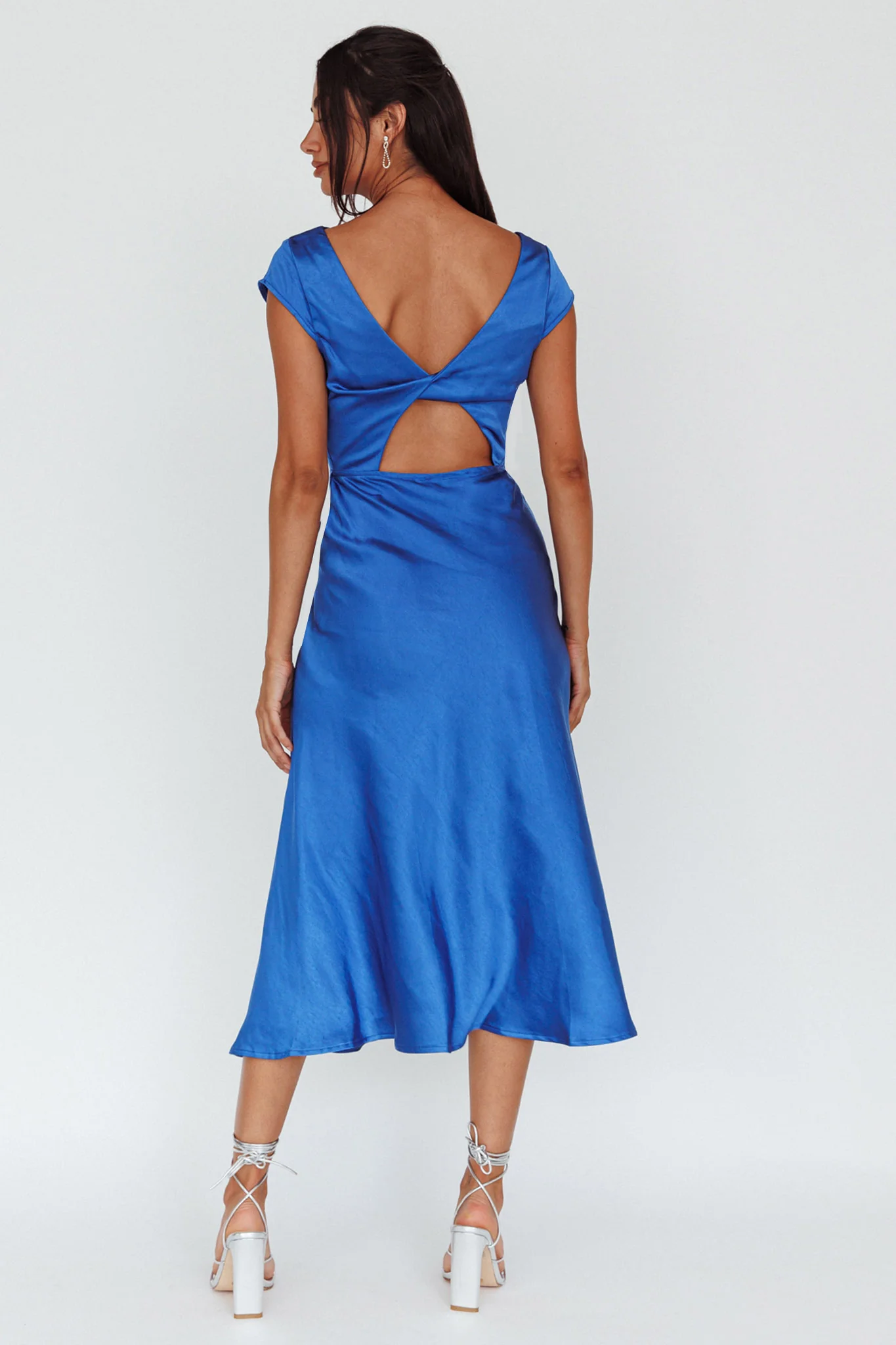 Lucinda Twist Back Midi Dress Navy - Seraphlike