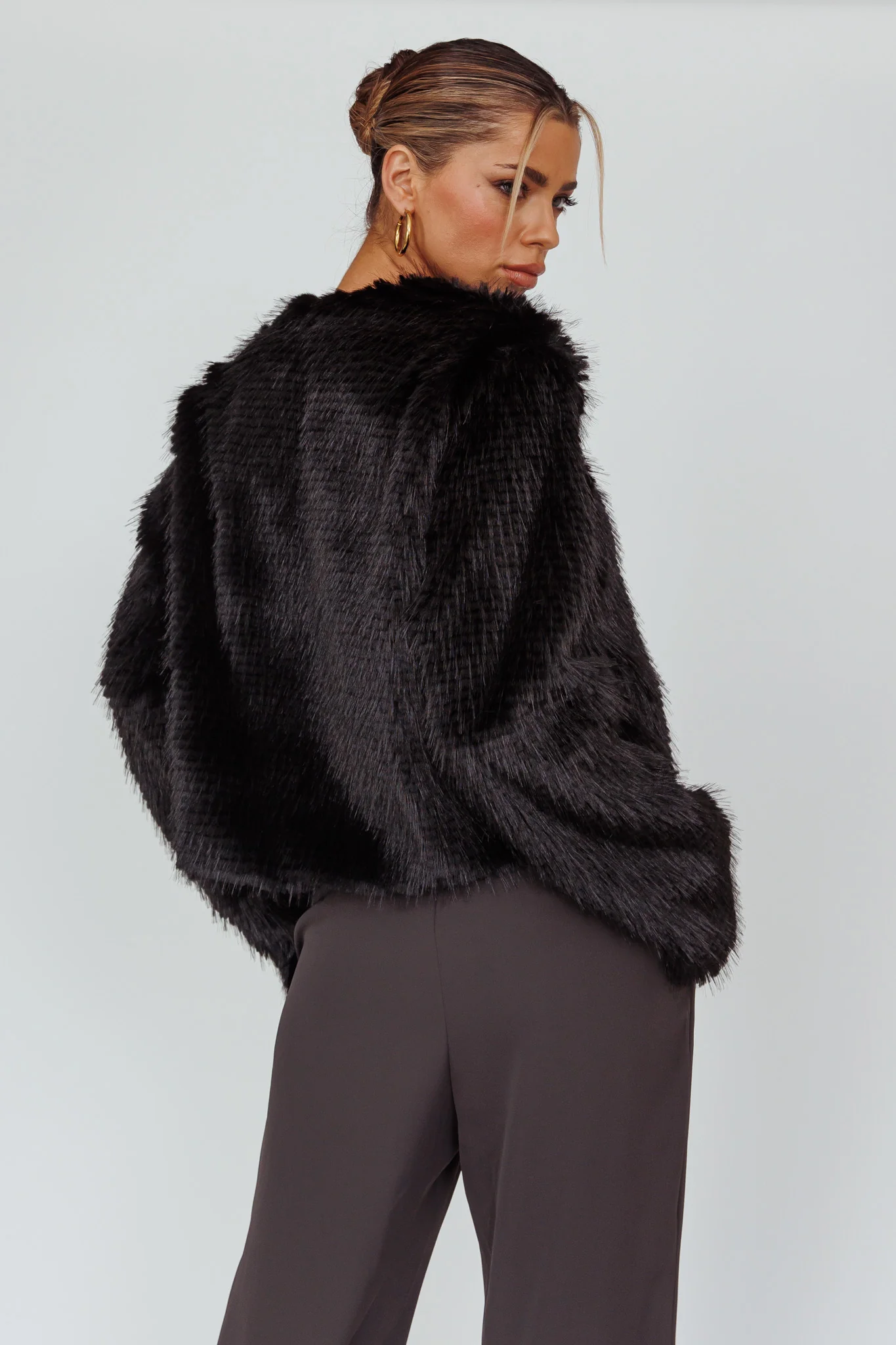 London Day Faux Fur Jacket Black - Seraphlike