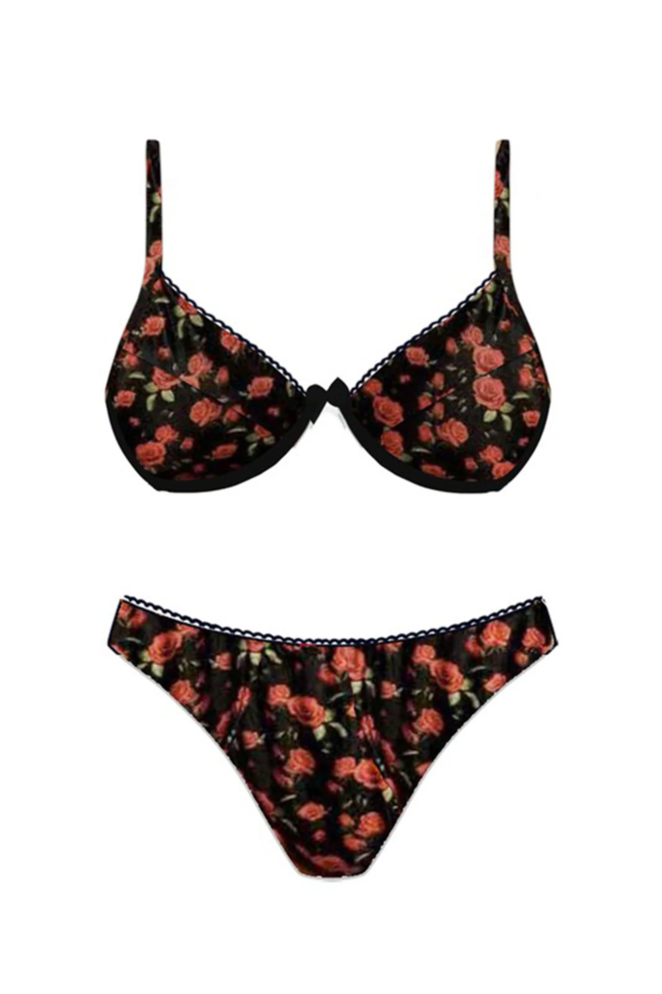 La Dolce Vita Bikini Top Rose Black/Red - Seraphlike