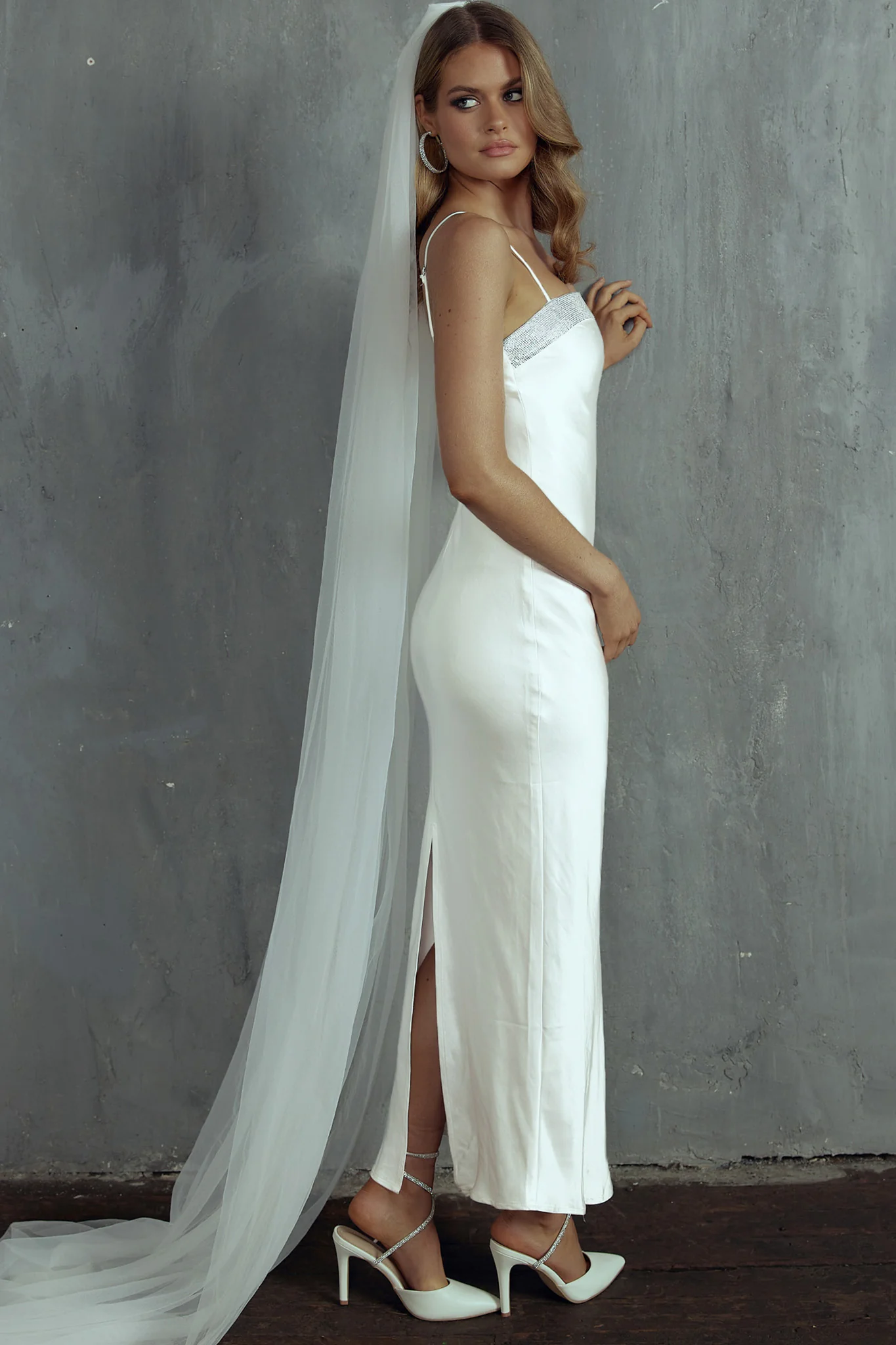 Making Headlines Diamante Neckline Maxi Dress White - Seraphlike