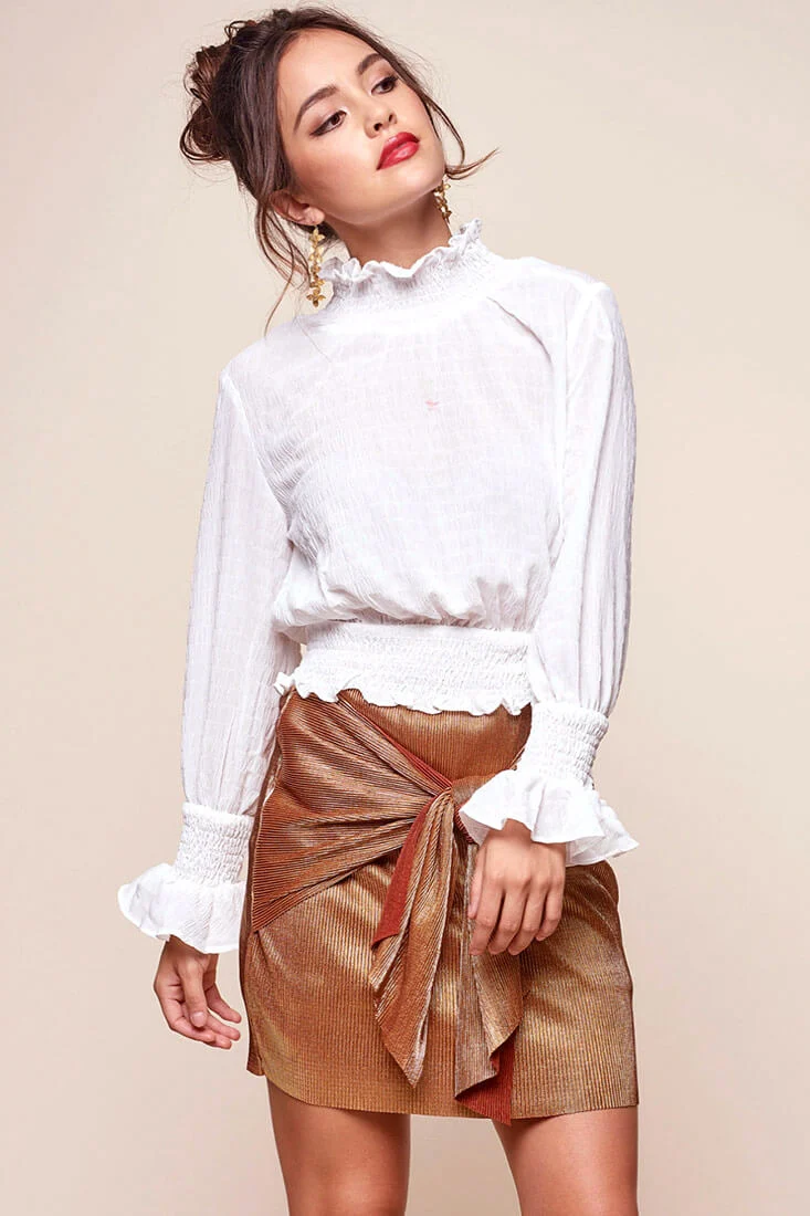 Nicole Cropped Puffy Top White - Seraphlike