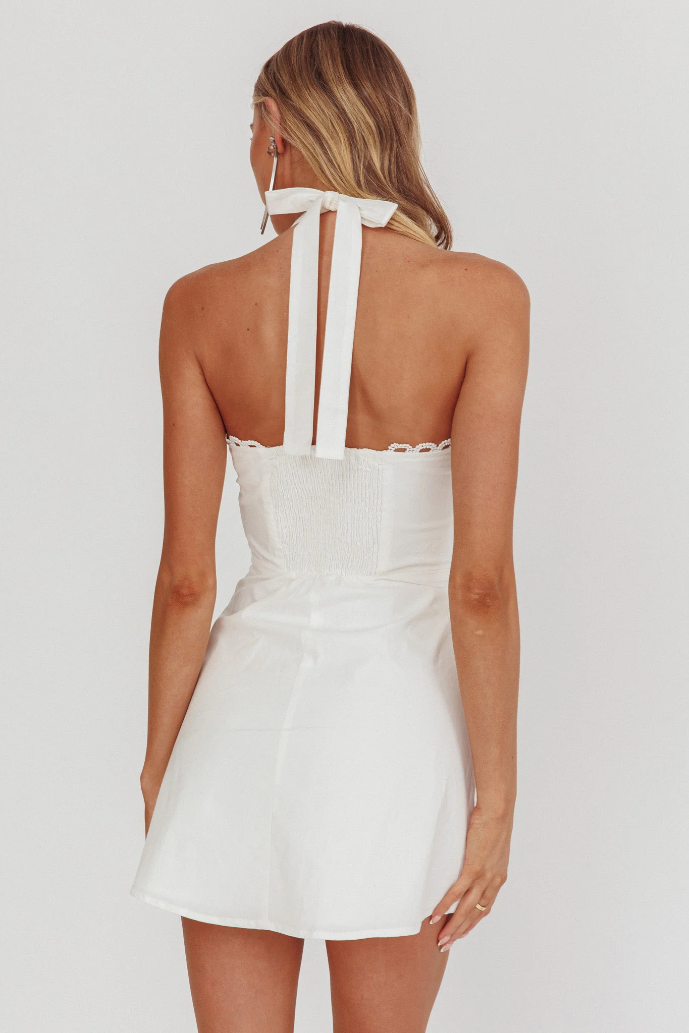 Jovial Halterneck Mini Dress White - Seraphlike