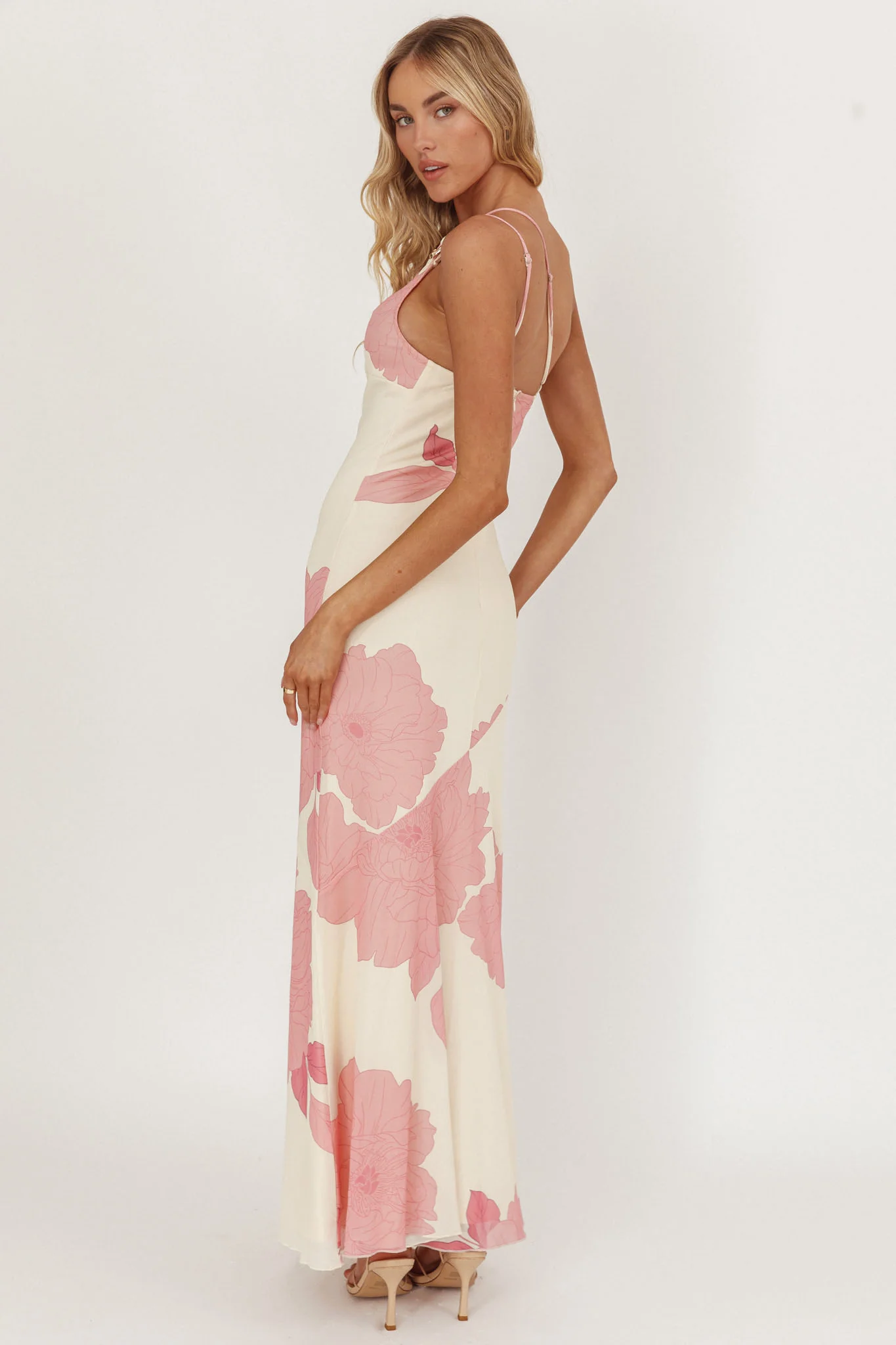 We Belong Together One-Shoulder Maxi Dress Floral Pink - Seraphlike
