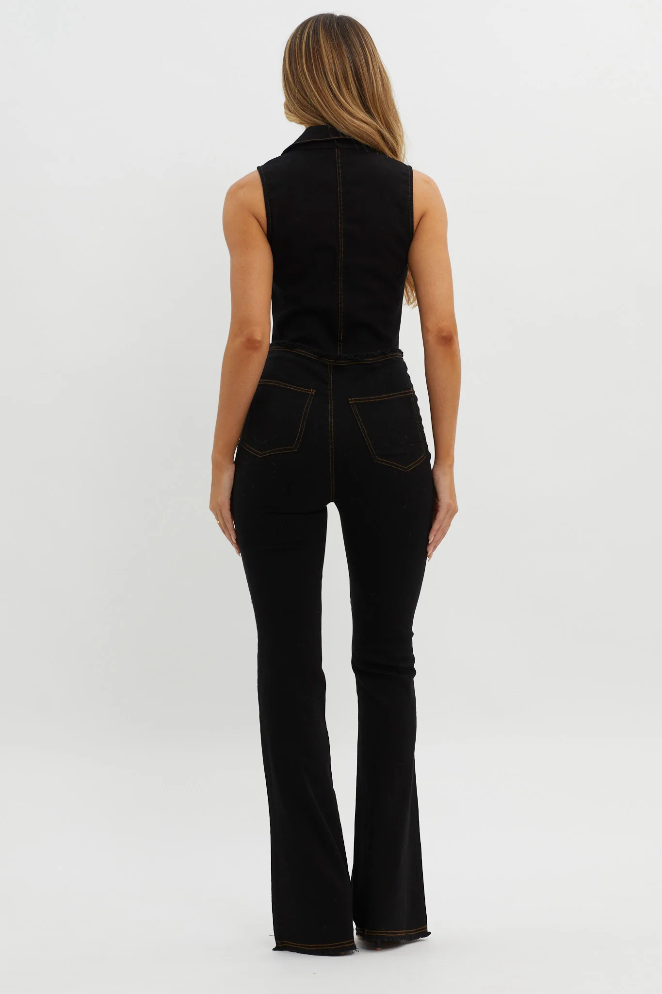 Nikia Raw Edge Flare Pants Black - Seraphlike