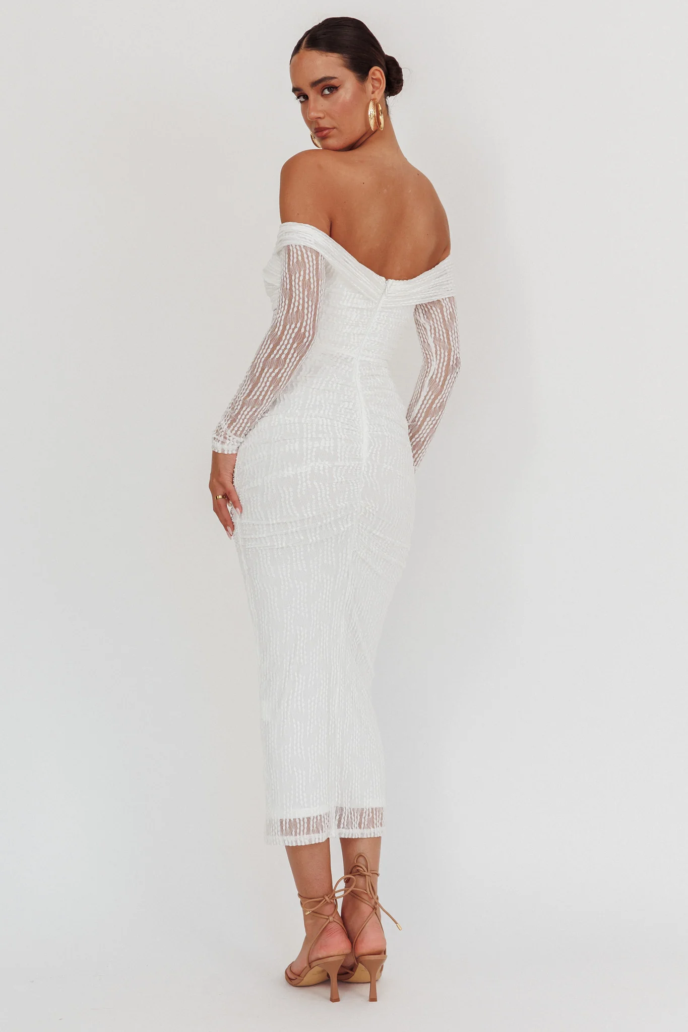 Oliana Off-Shoulder Mesh Maxi Dress White - Seraphlike