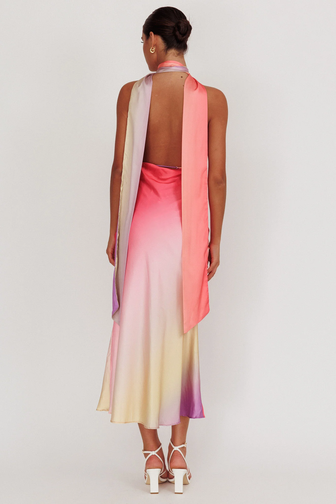 Italia Azure Halterneck Maxi Dress Tangerine - Seraphlike