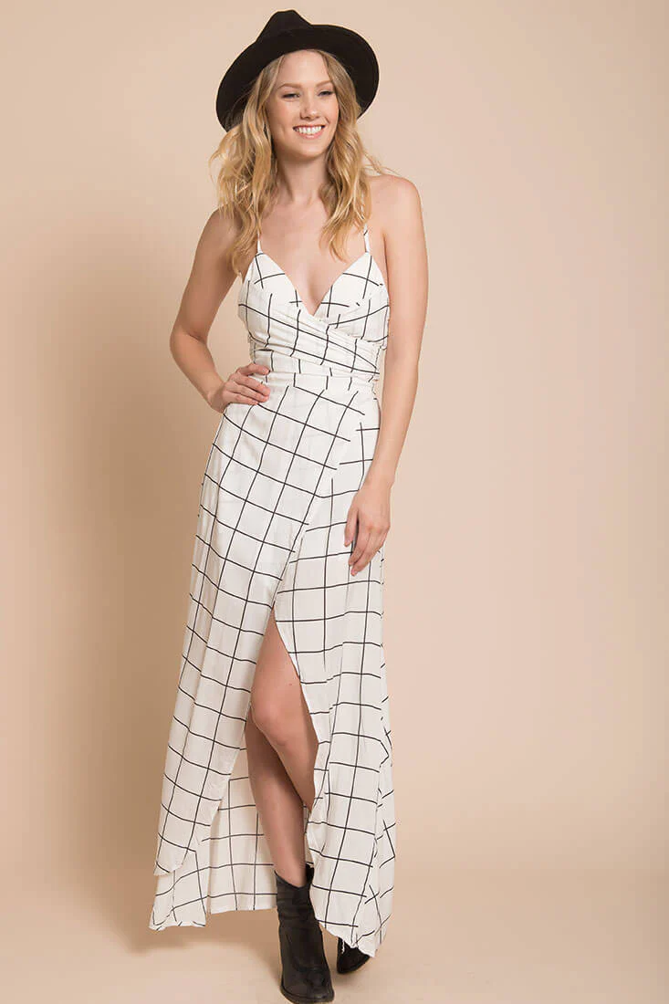 Riva Bodycon Maxi Dress White Print - Seraphlike