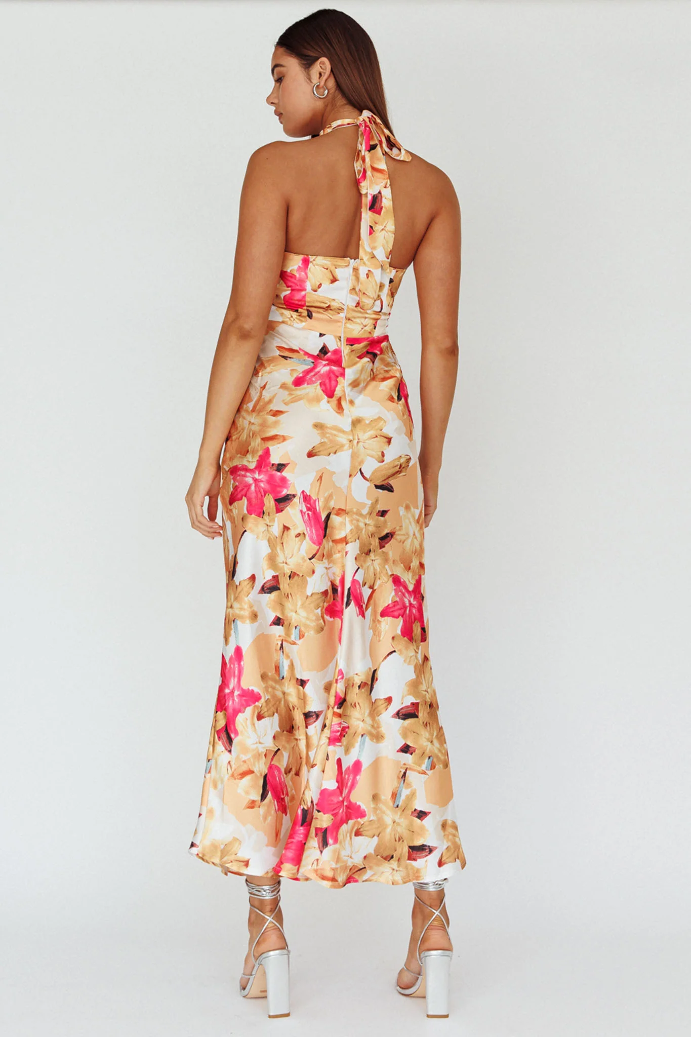 Shana Halterneck Maxi Dress Floral Pink - Seraphlike