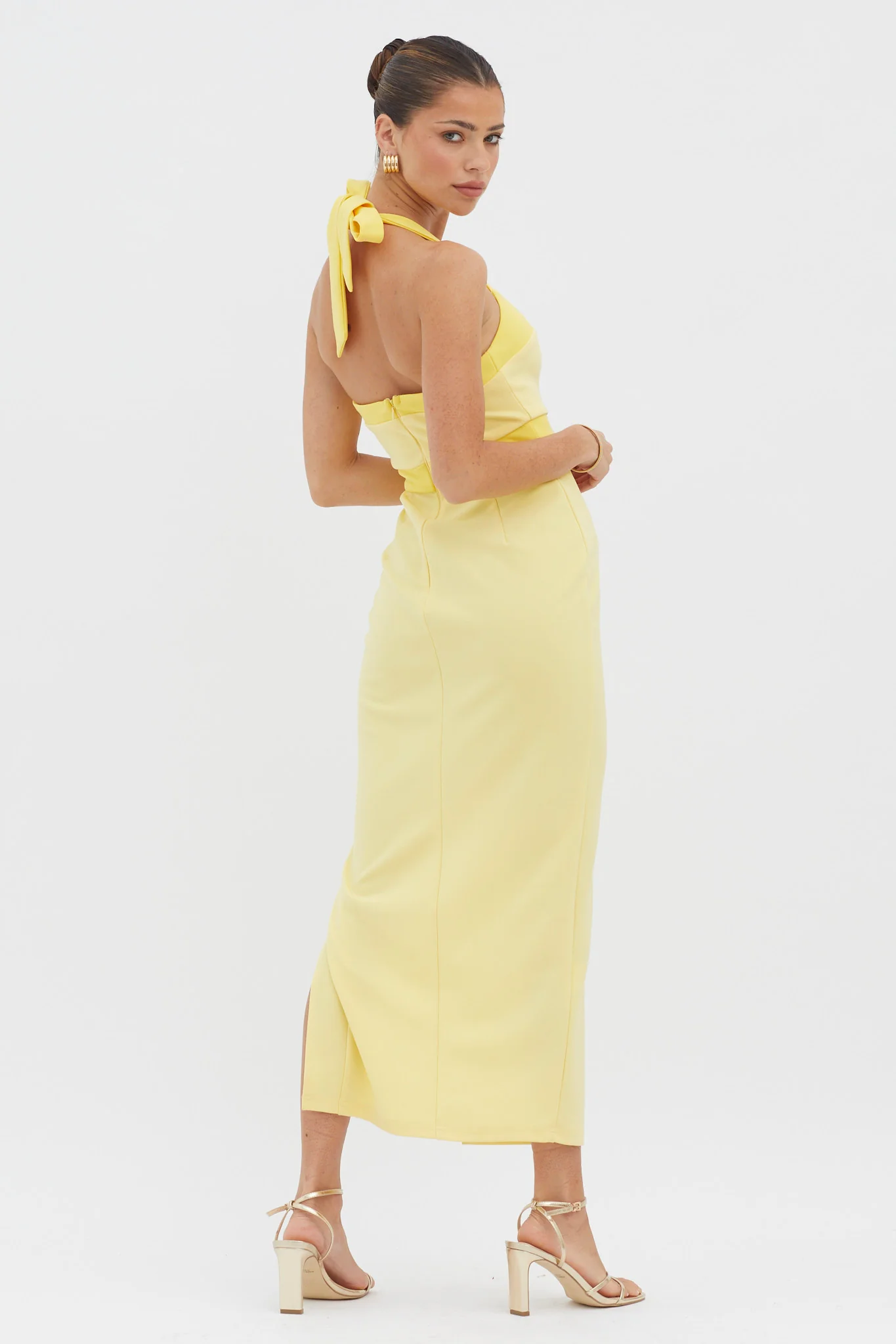 Canary Islands Halterneck Midi Dress Yellow - Seraphlike