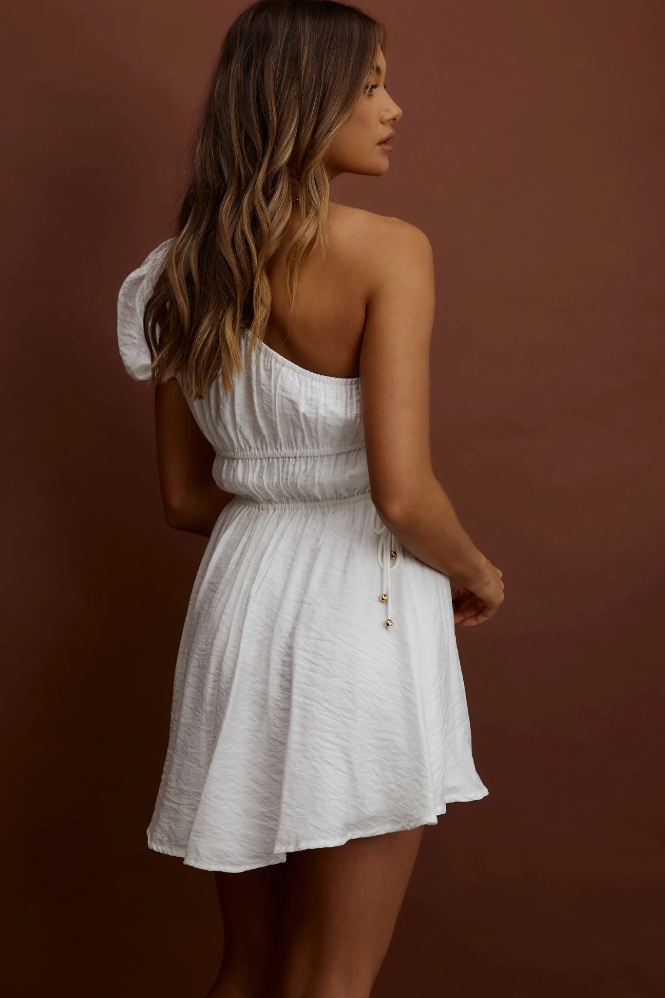 True Heart One-Shoulder A-Line Dress White - Seraphlike